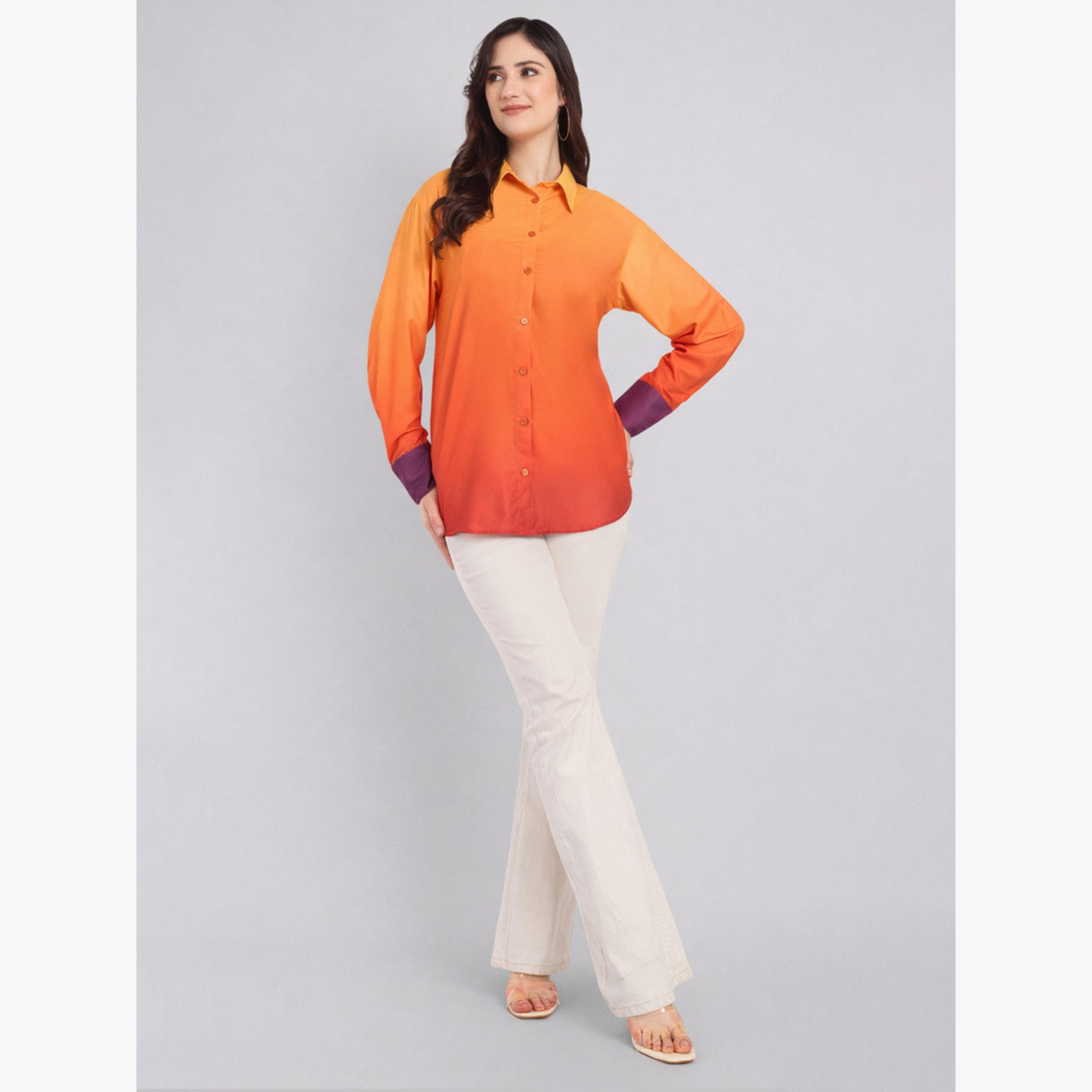 بلوزة بنمط أومبري وأكمام طويلة مع أزرار-women-clothing-shirtsandblouses-shirts-image-2
