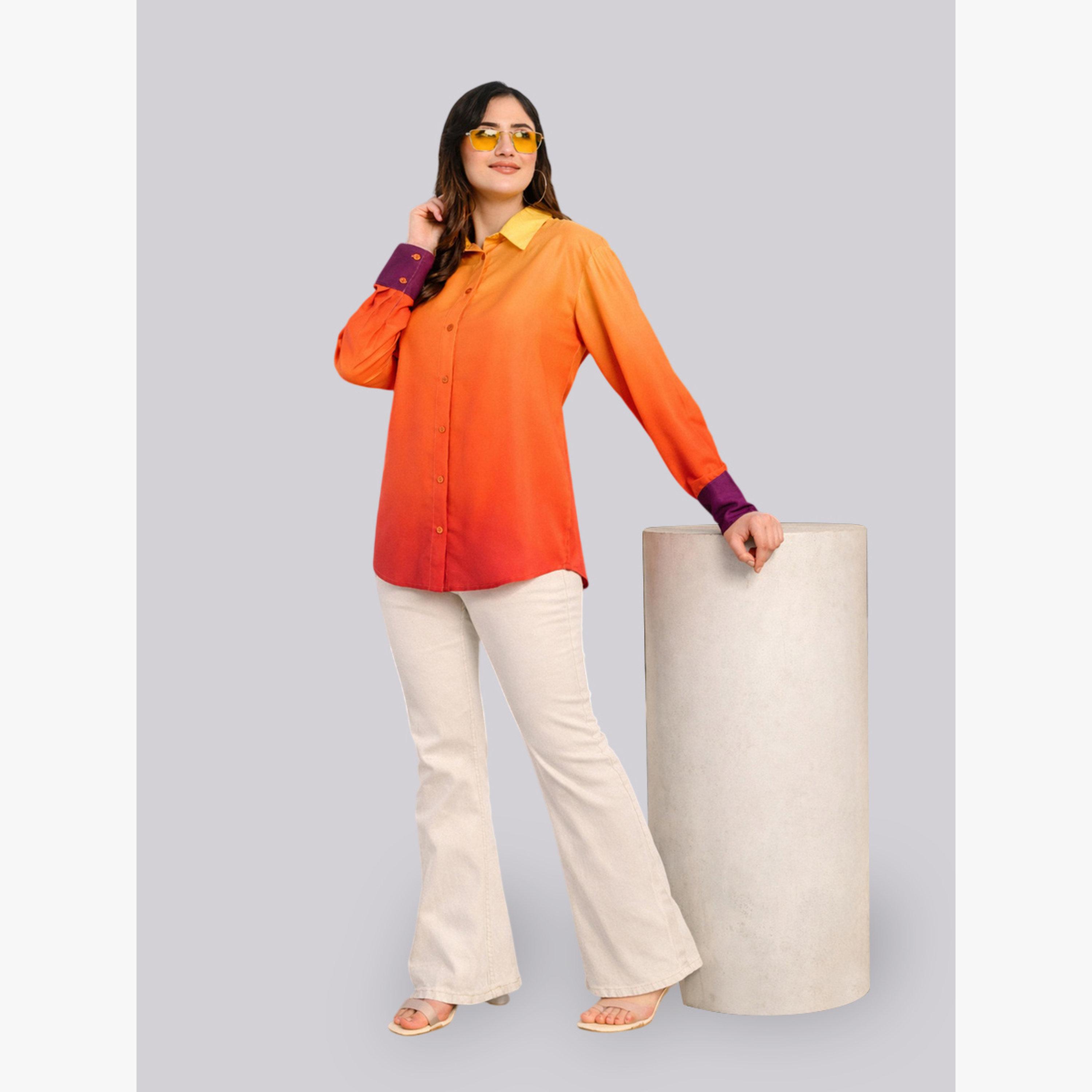 بلوزة بنمط أومبري وأكمام طويلة مع أزرار-women-clothing-shirtsandblouses-shirts-image-3