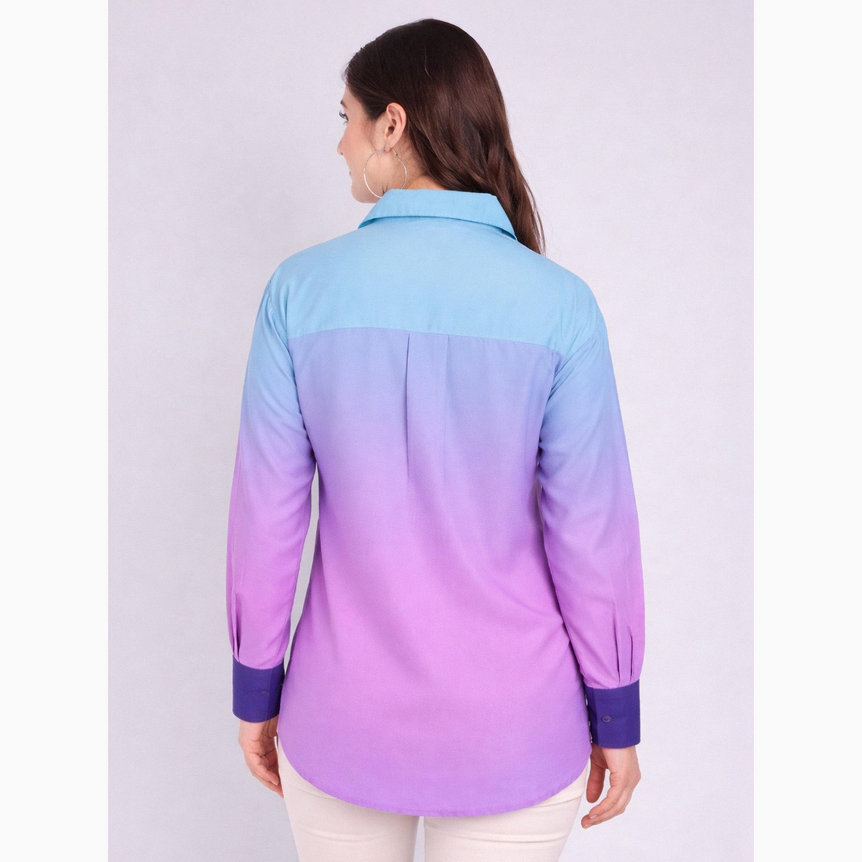 HOUSE OF RAELI X Styli Blue Ombre Look Long Sleeve Shirt-women-clothing-shirtsandblouses-shirts-image-2