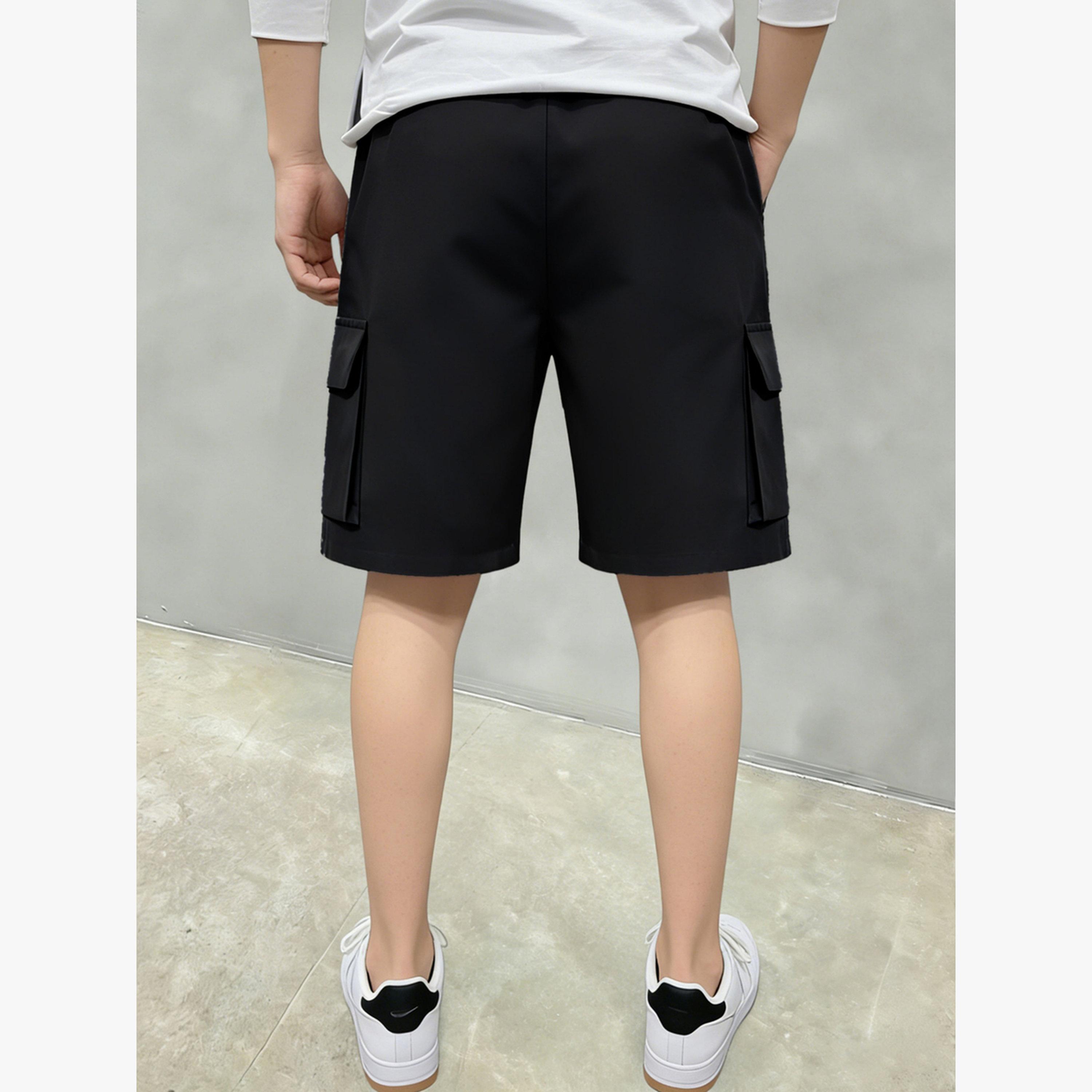 Take Two Men Black Solid Multi Pockets Cargo Shorts-men-clothing-bottoms-shorts-image-3