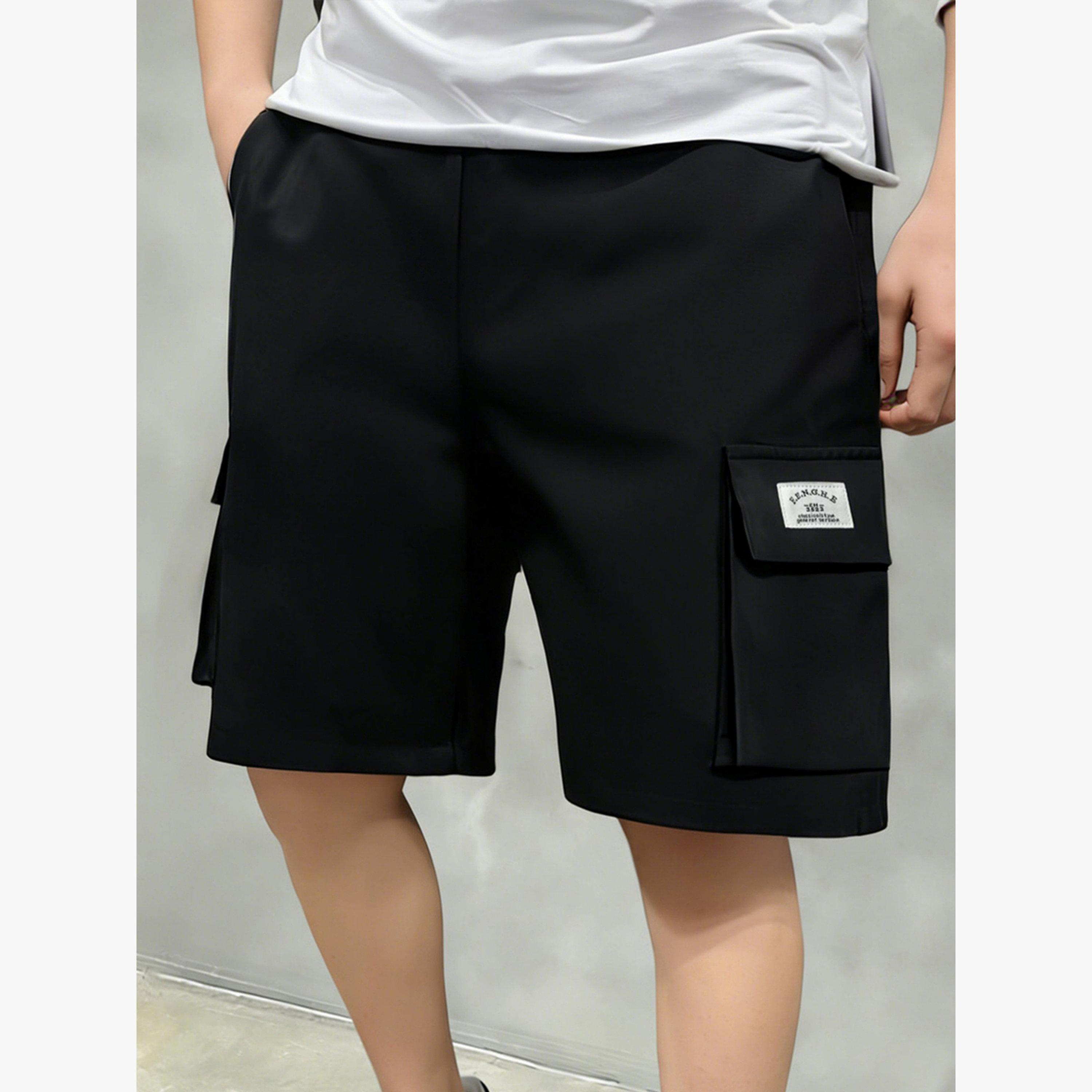 Take Two Men Black Solid Multi Pockets Cargo Shorts-men-clothing-bottoms-shorts-image-4