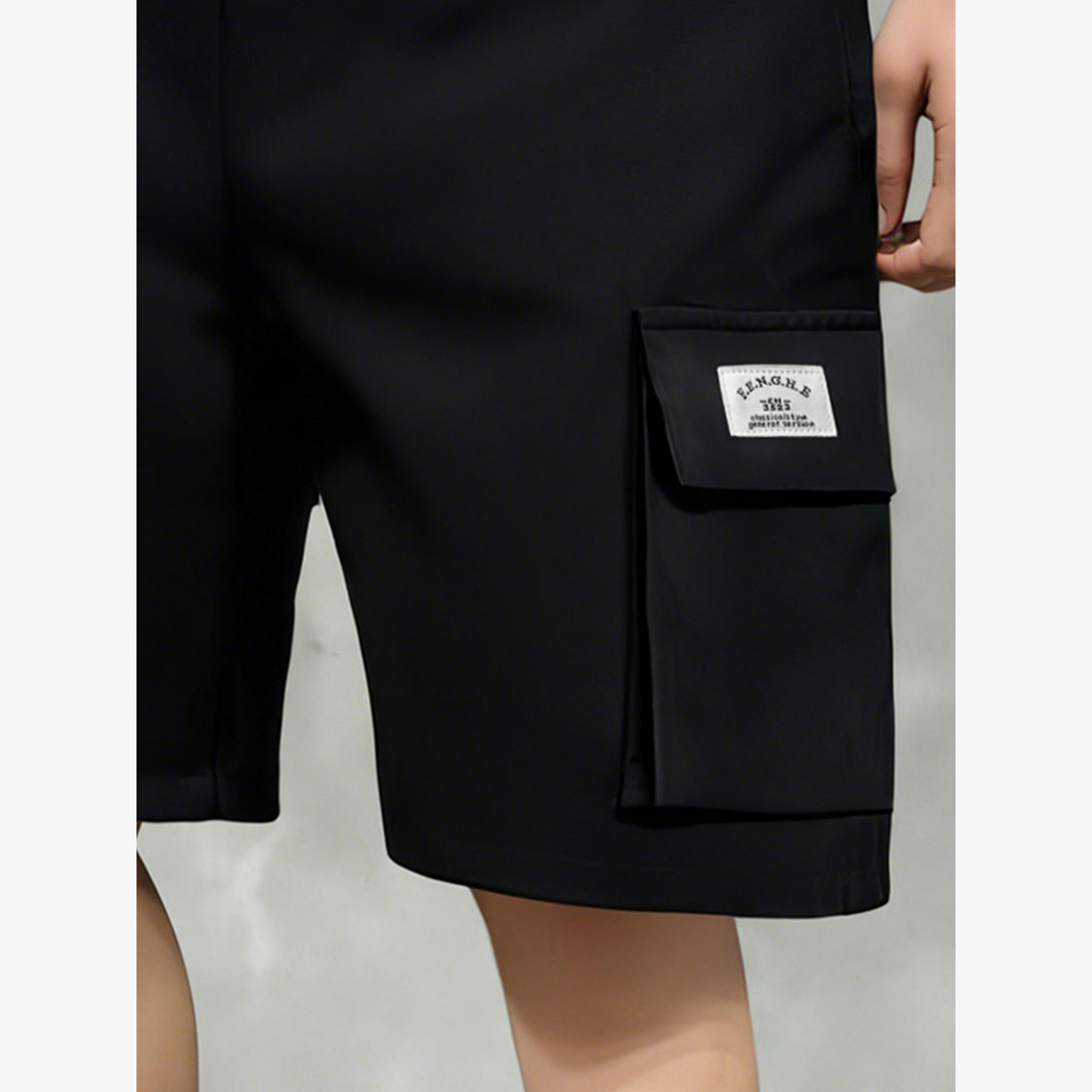 Take Two Men Black Solid Multi Pockets Cargo Shorts-men-clothing-bottoms-shorts-image-6