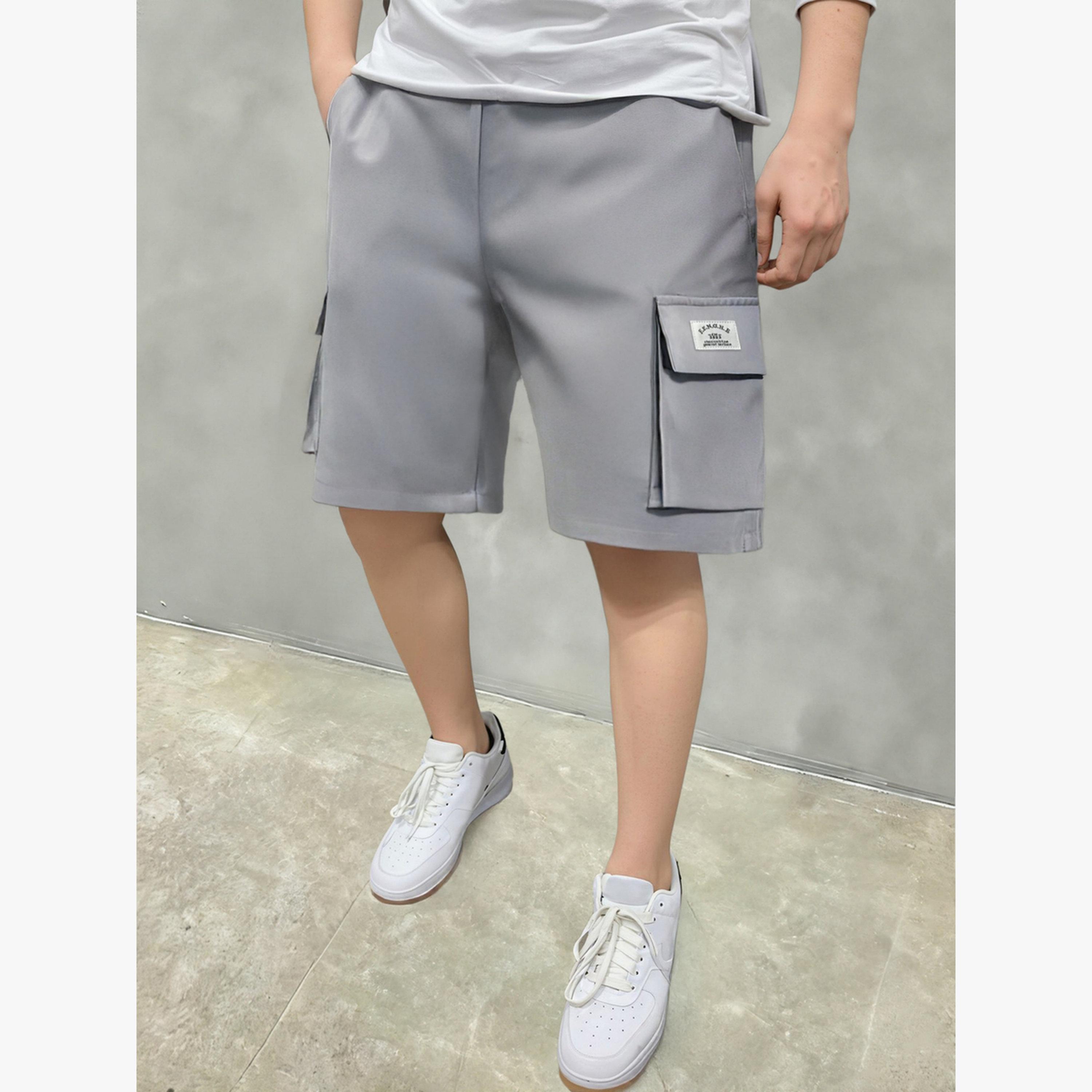 Take Two Grey Solid Multi Pockets Cargo Shorts-men-clothing-bottoms-shorts-image-1