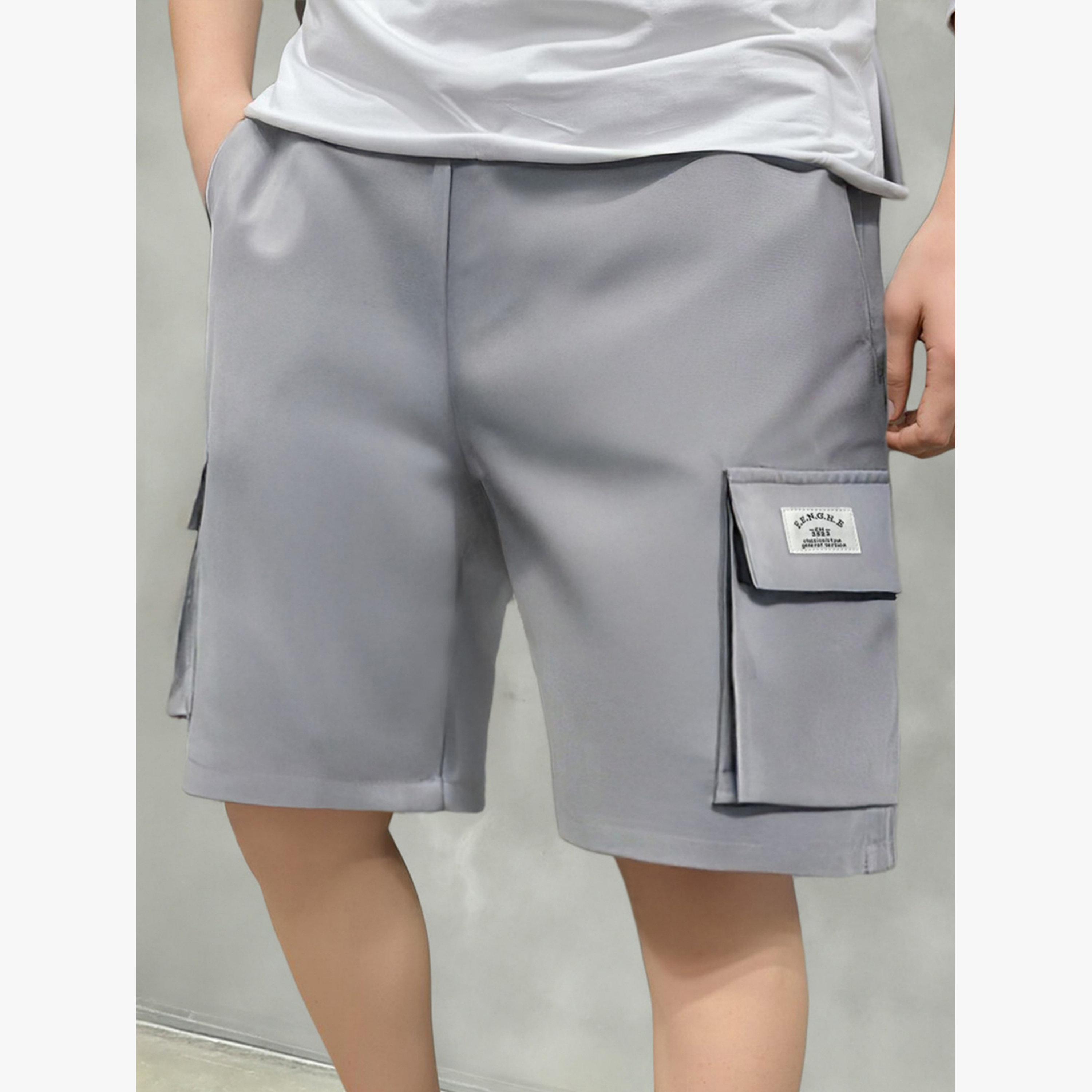 Take Two Grey Solid Multi Pockets Cargo Shorts-men-clothing-bottoms-shorts-image-4