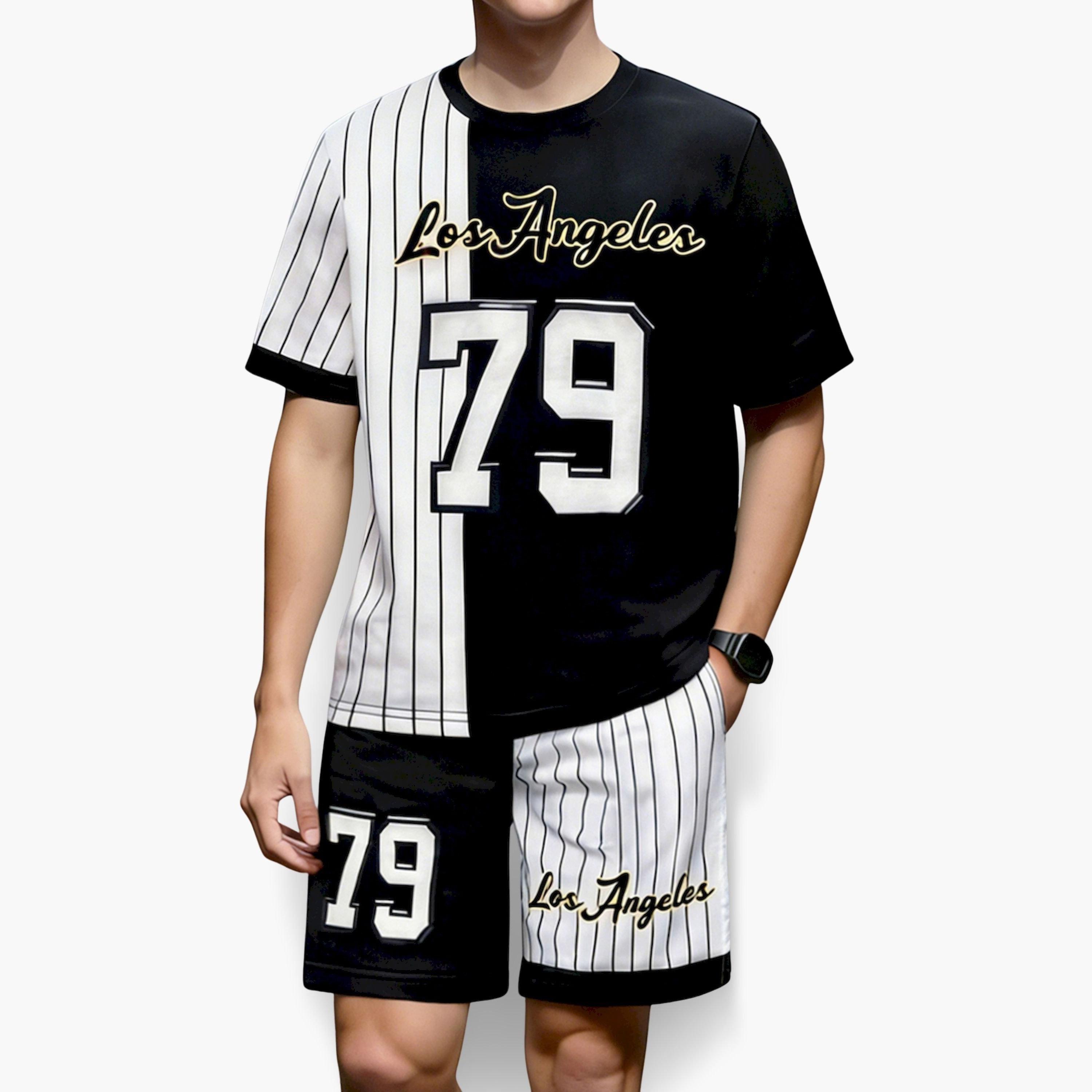 تيك تو × ستايلي - طقم تيشيرت وشورت رجالي مطبوع بأكمام قصيرة-men-clothing-coordsets-image-6
