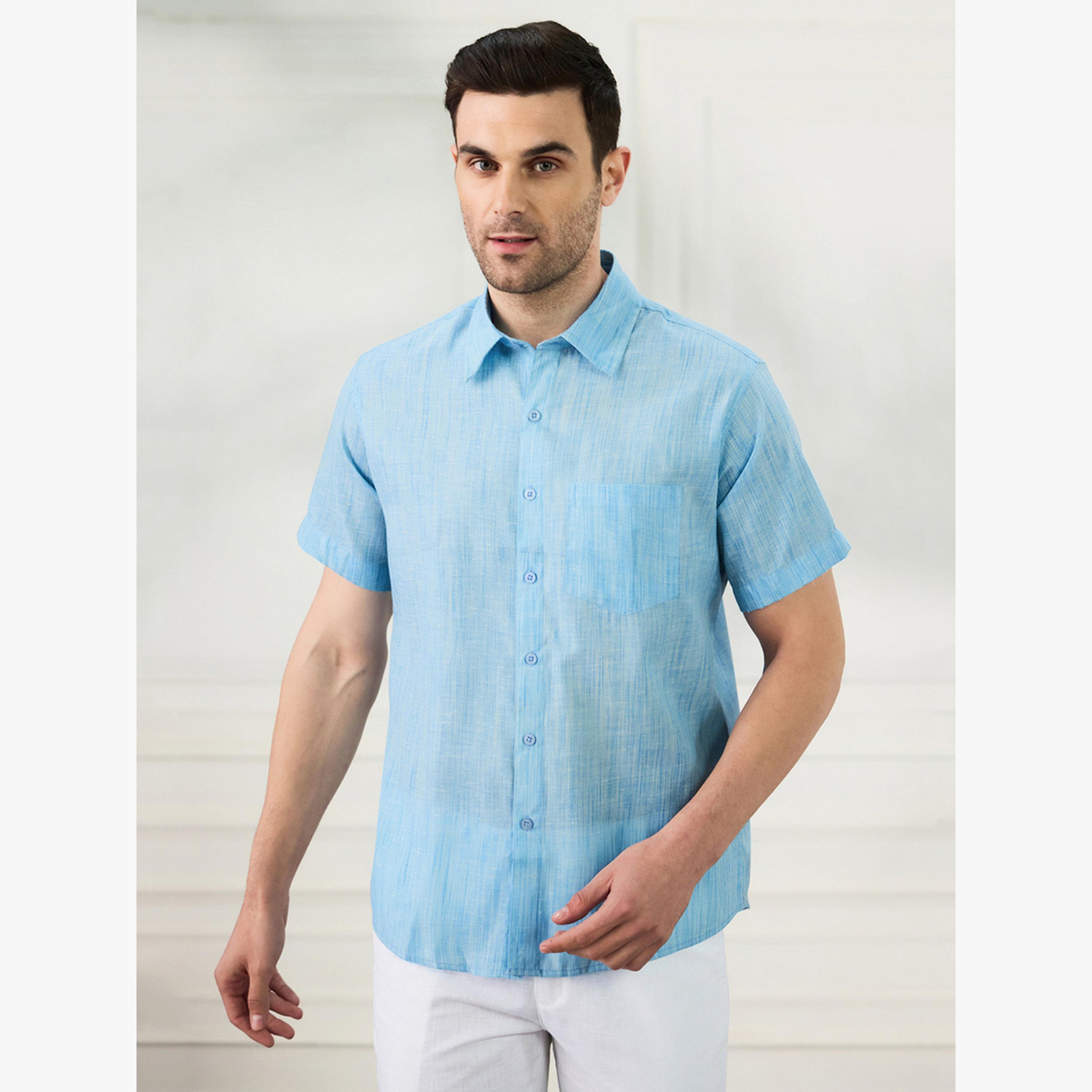 قميص بأكمام قصيرة مع جيب للرجال-men-clothing-shirts-image-1