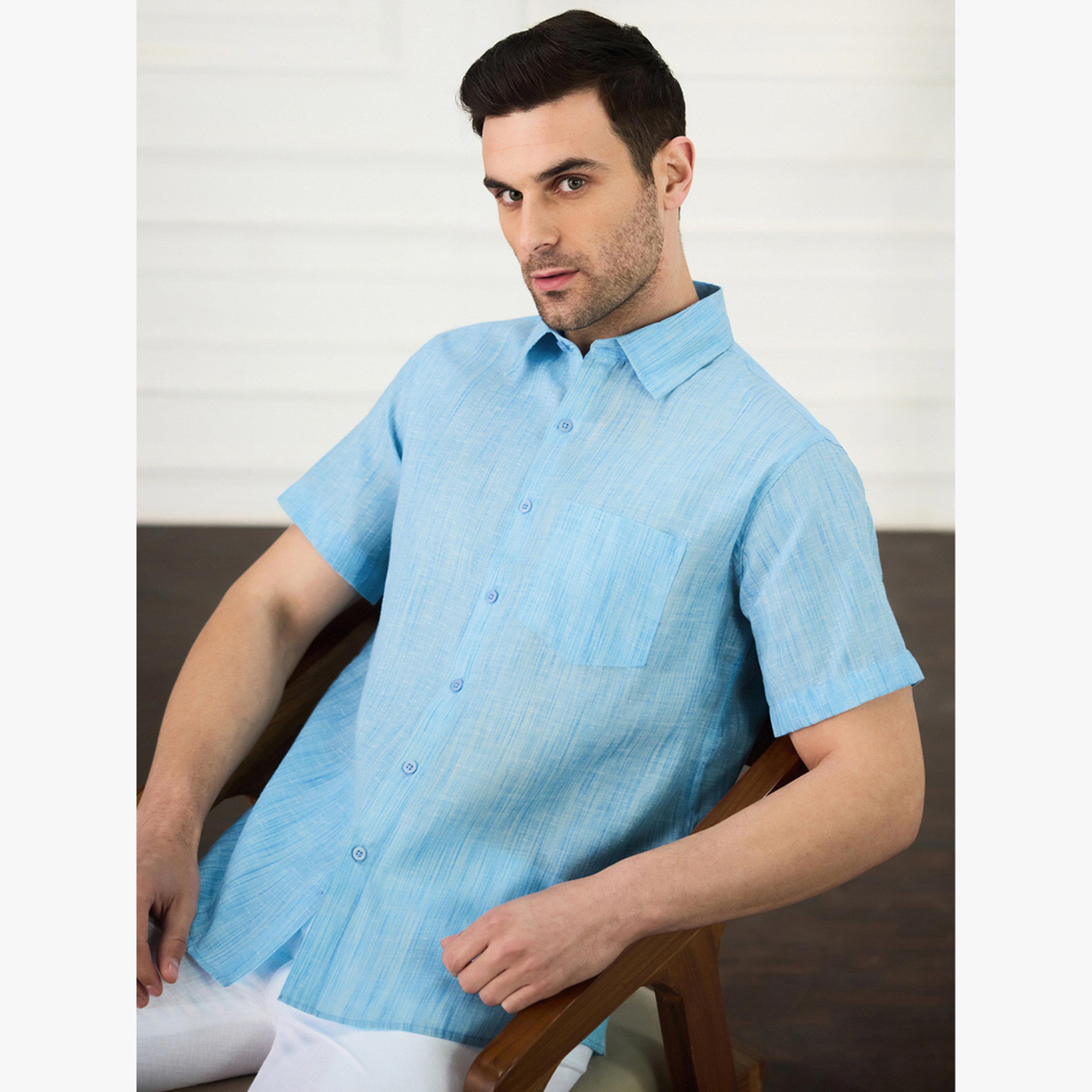 قميص بأكمام قصيرة مع جيب للرجال-men-clothing-shirts-image-5