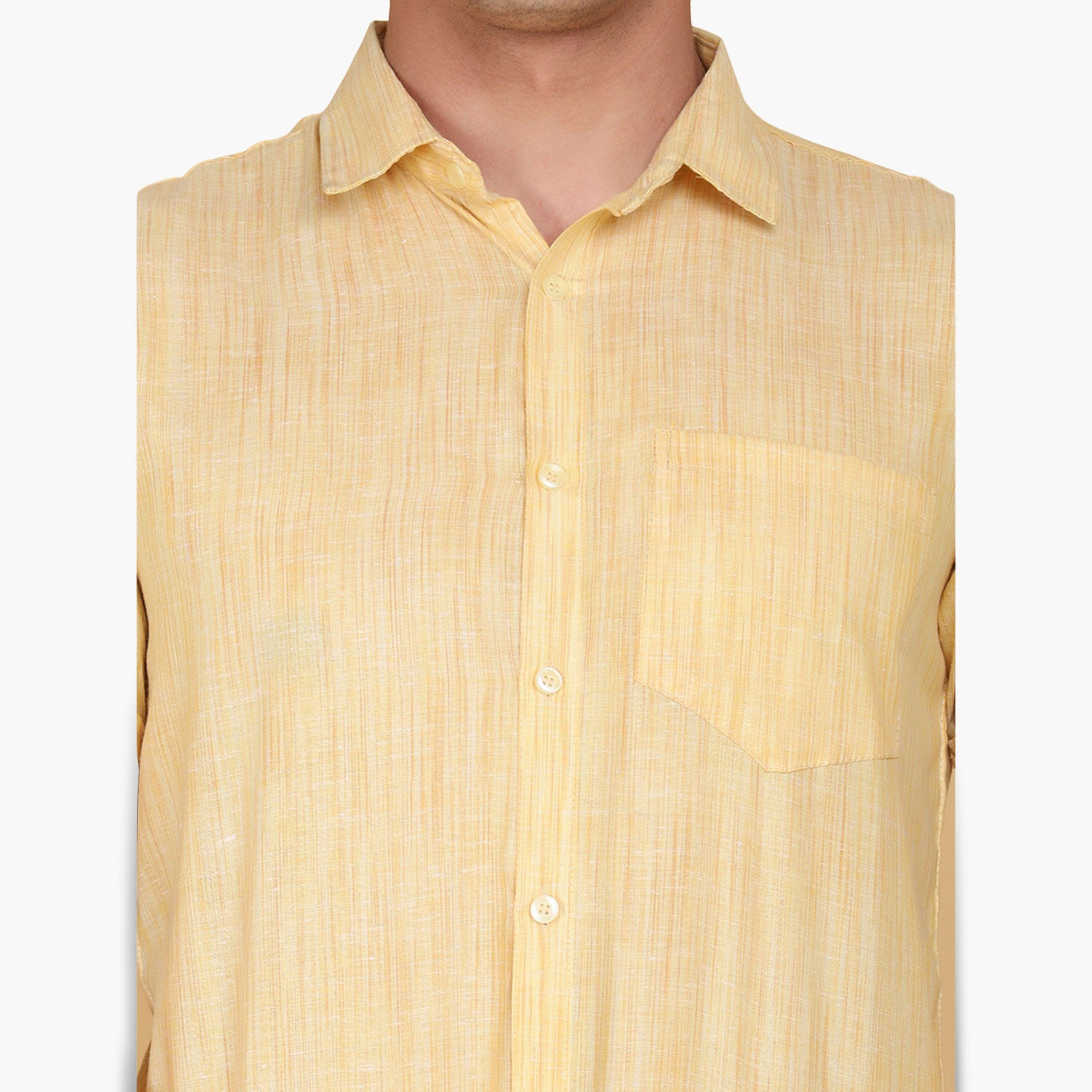 قميص بأكمام قصيرة بمظهر الكتان للرجال-men-clothing-shirts-image-6