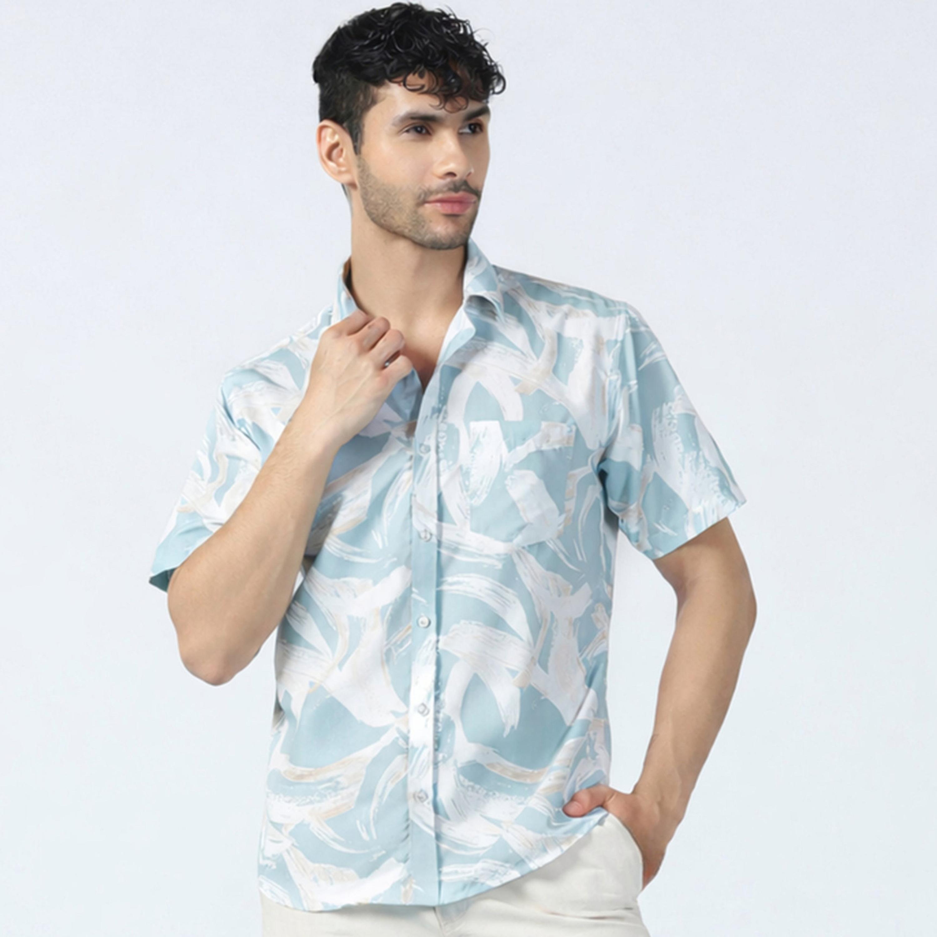 قميص قطن مطبوع مع جيب للرجال-men-clothing-shirts-image-1