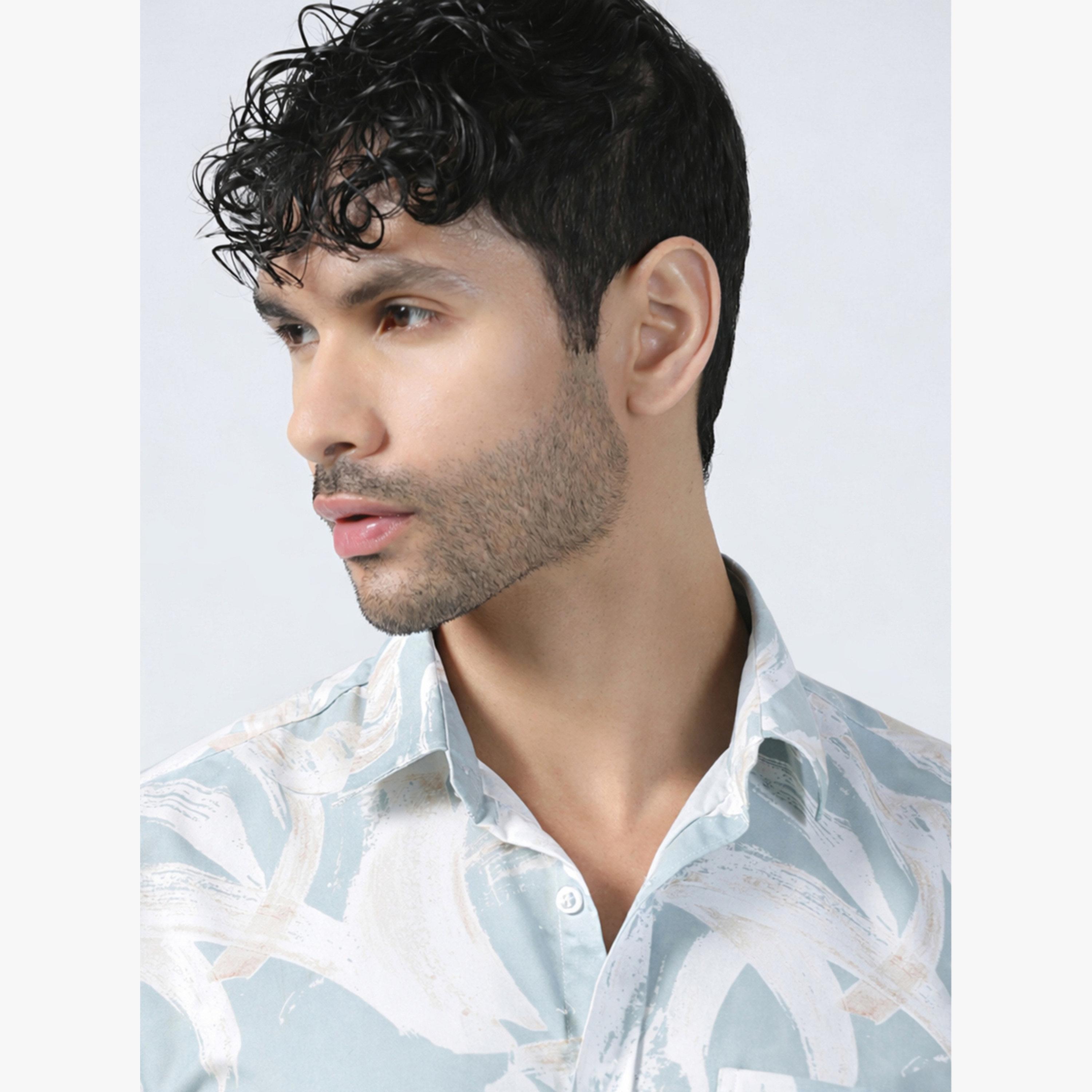 TAHVO X Styli Men Blue Printed Cotton Shirt with Pocket-men-clothing-shirts-image-4