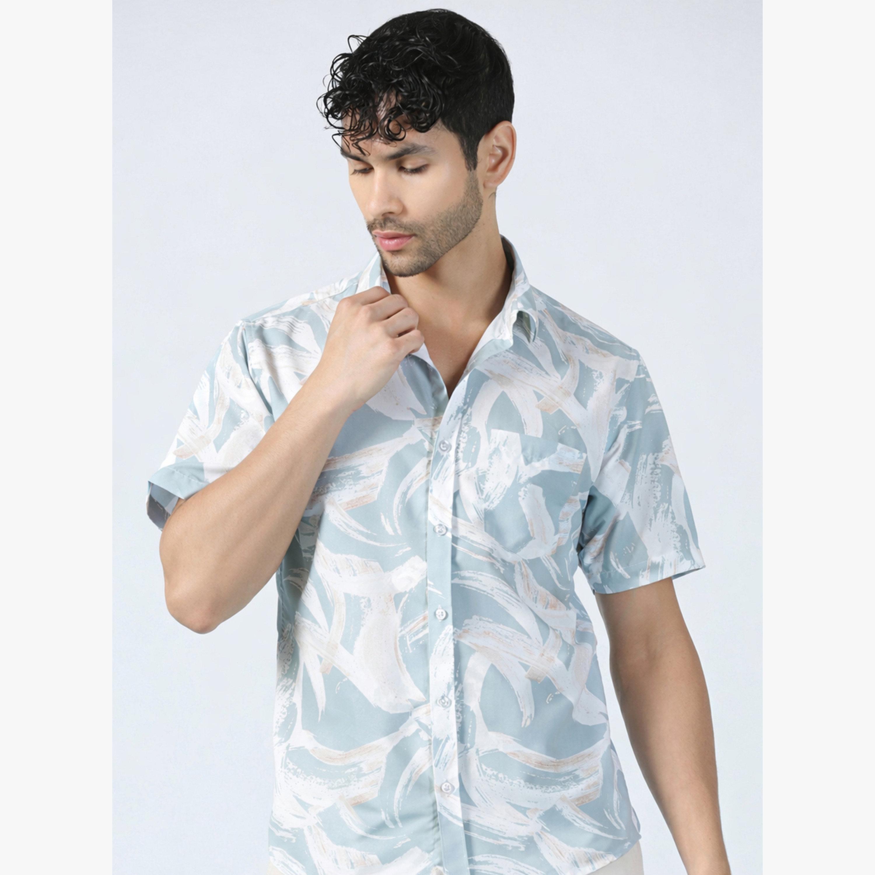 TAHVO X Styli Men Blue Printed Cotton Shirt with Pocket-men-clothing-shirts-image-6