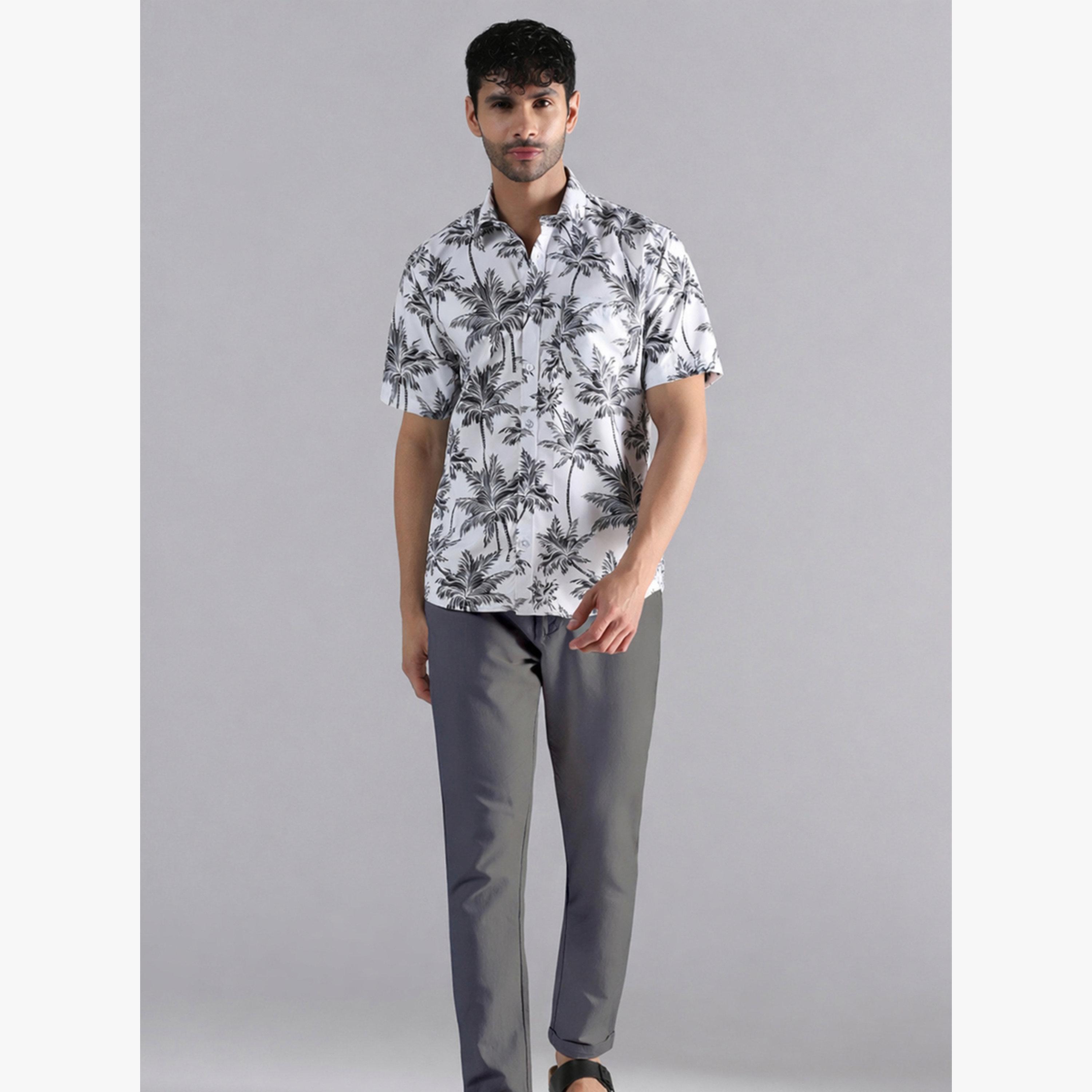 TAHVO X Styli Men White Tropical Palm Print Shirt-men-clothing-shirts-image-2