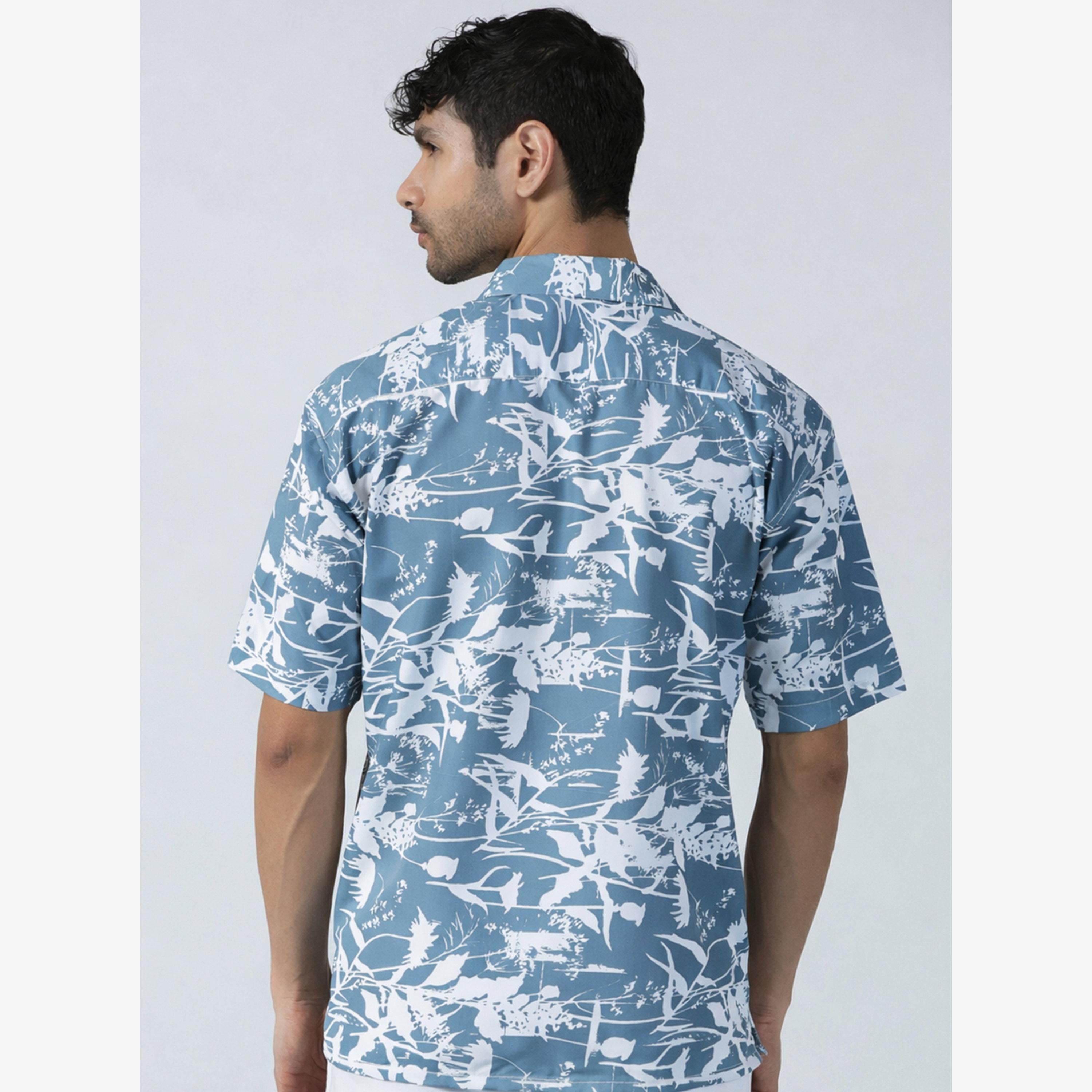 TAHVO X Styli Men Grey Tropical Print Short Sleeve Shirt-men-clothing-shirts-image-5