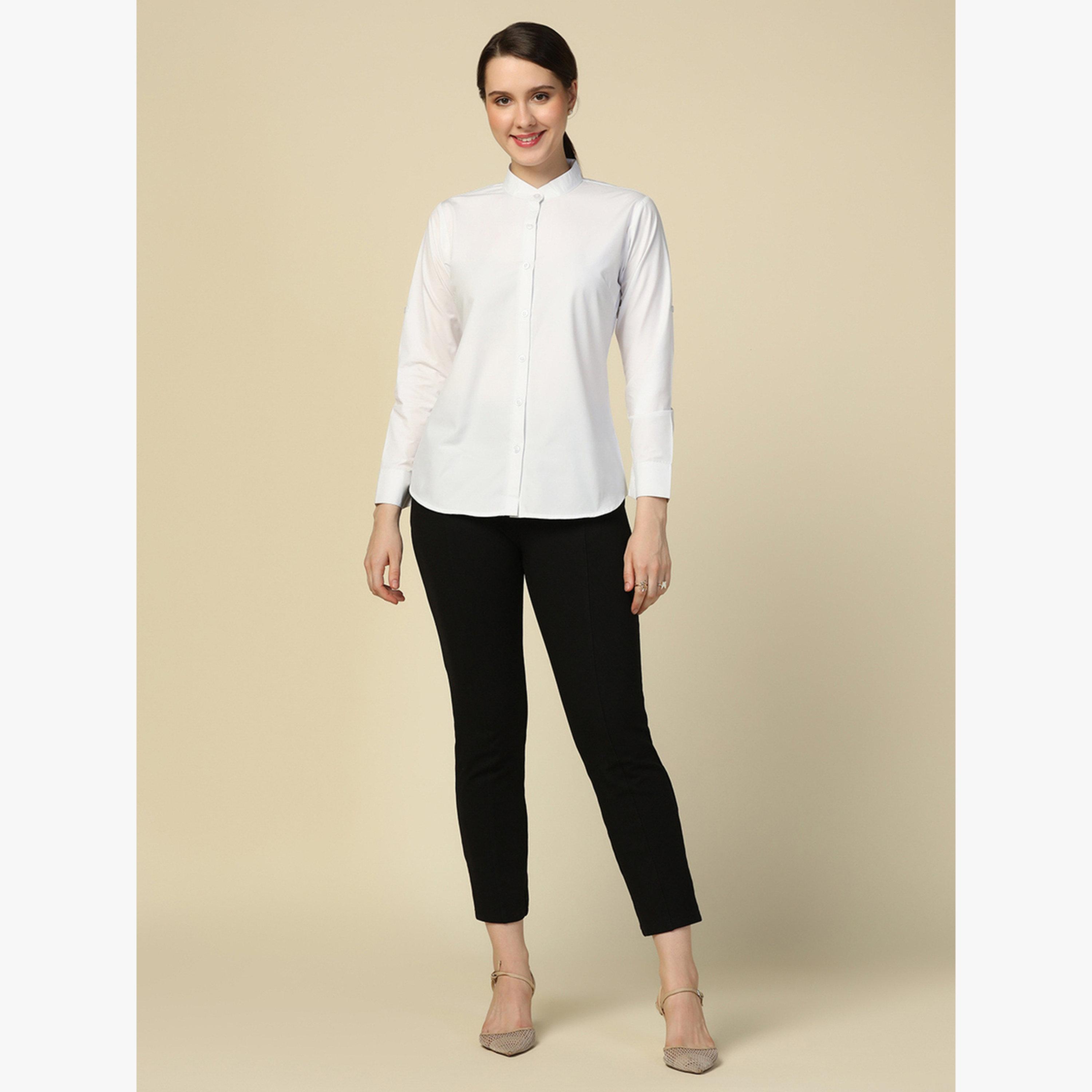 قميص سادة بياقة واقفة-women-clothing-shirtsandblouses-shirts-image-2