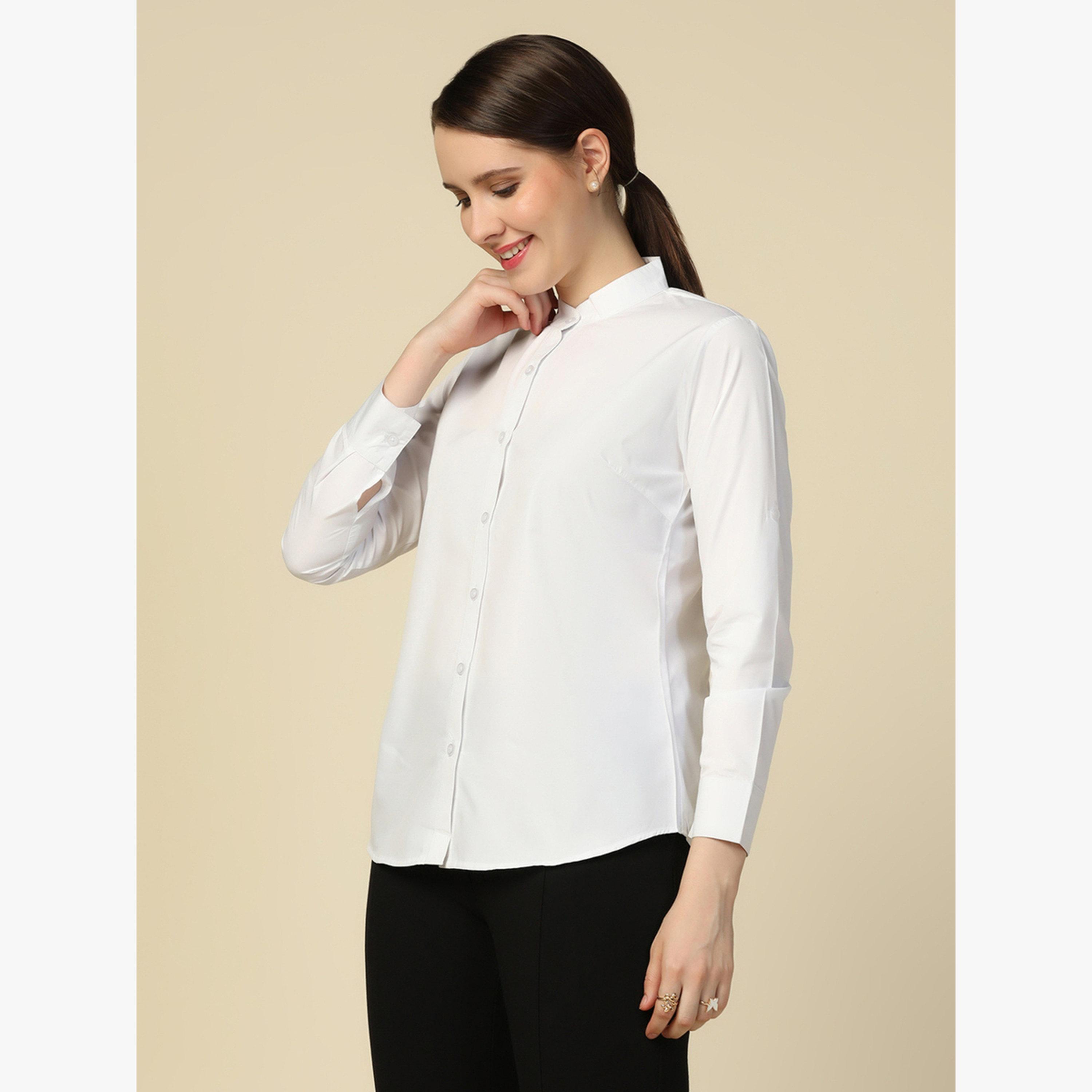 قميص سادة بياقة واقفة-women-clothing-shirtsandblouses-shirts-image-5