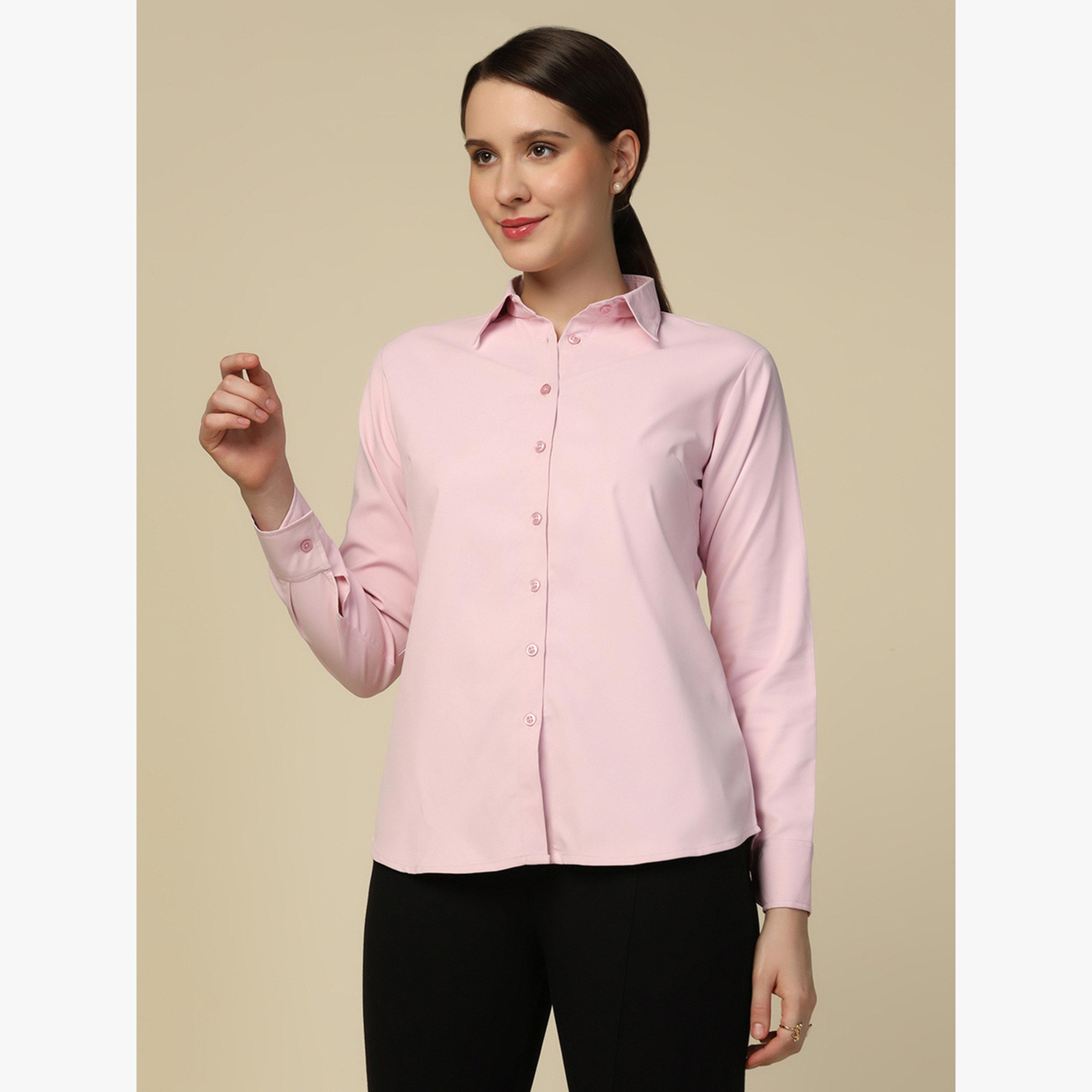 TAHVO X Styli Pink Solid Long Sleeve Shirt-women-clothing-shirtsandblouses-shirts-image-4