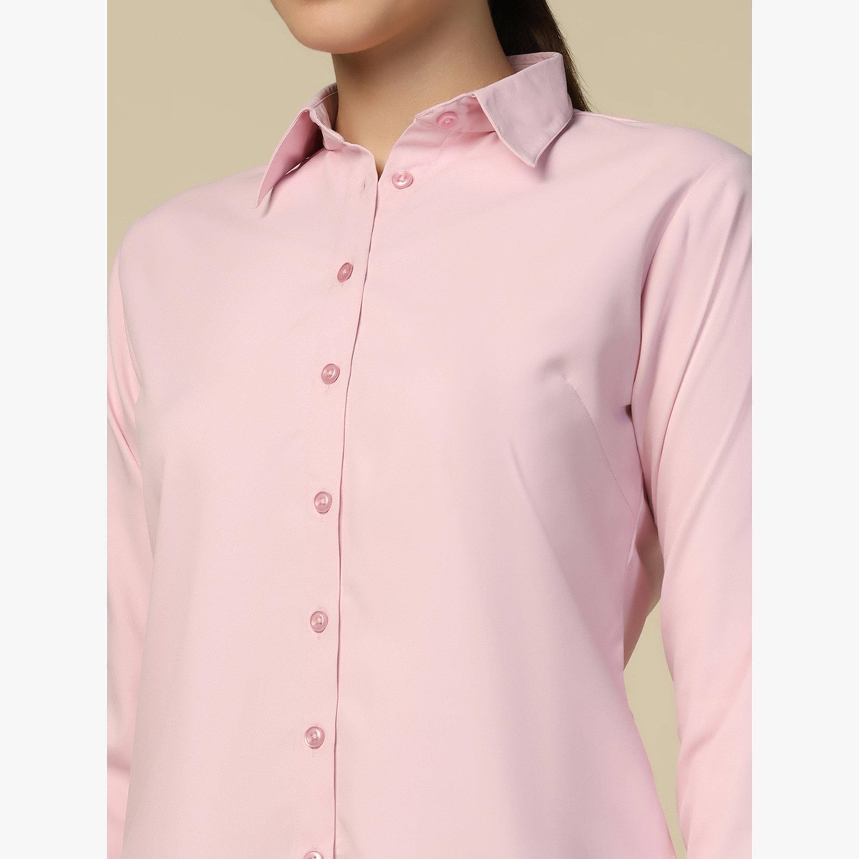 TAHVO X Styli Pink Solid Long Sleeve Shirt-women-clothing-shirtsandblouses-shirts-image-6