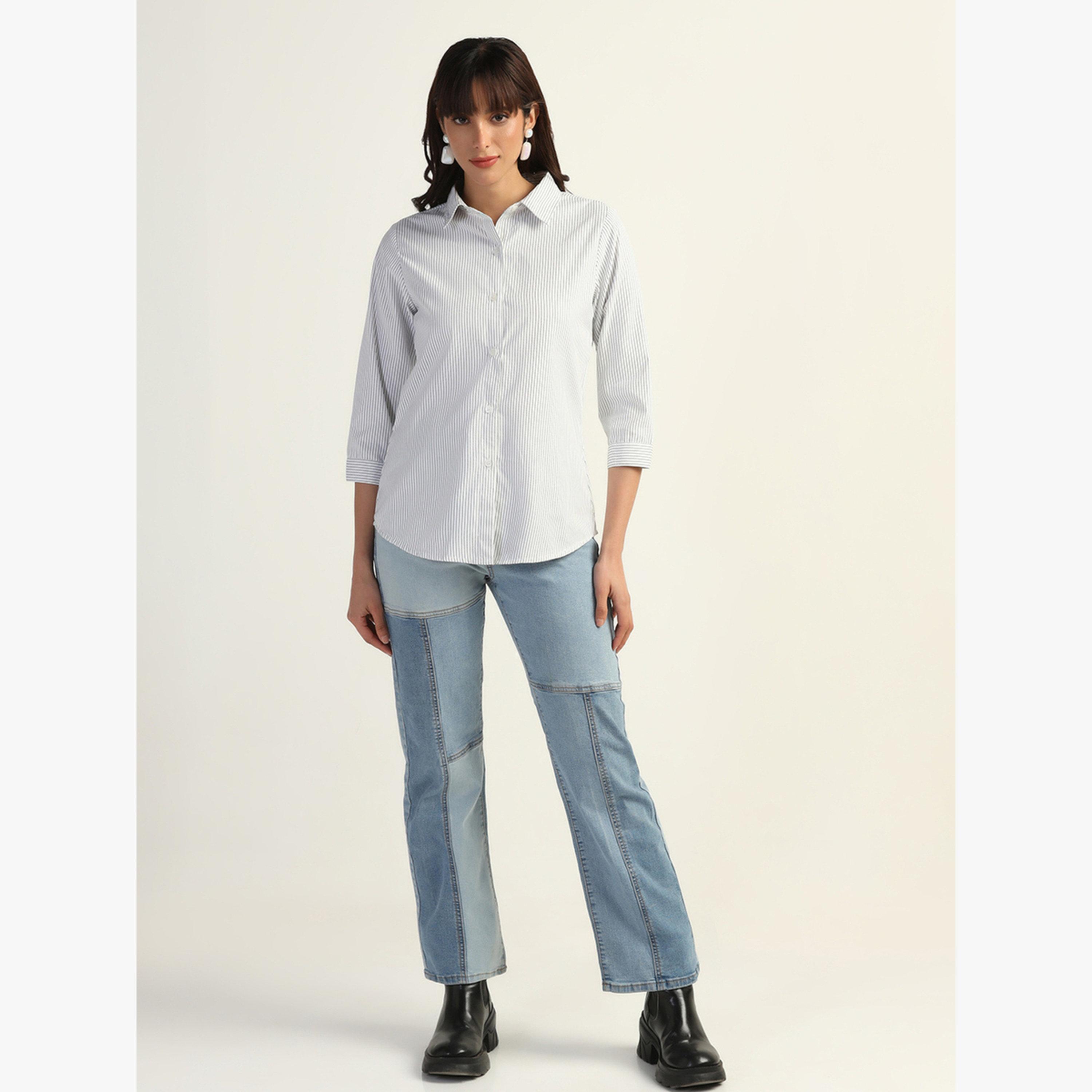 TAHVO X Styli White Striped Long Sleeve Shirt-women-clothing-shirtsandblouses-shirts-image-2
