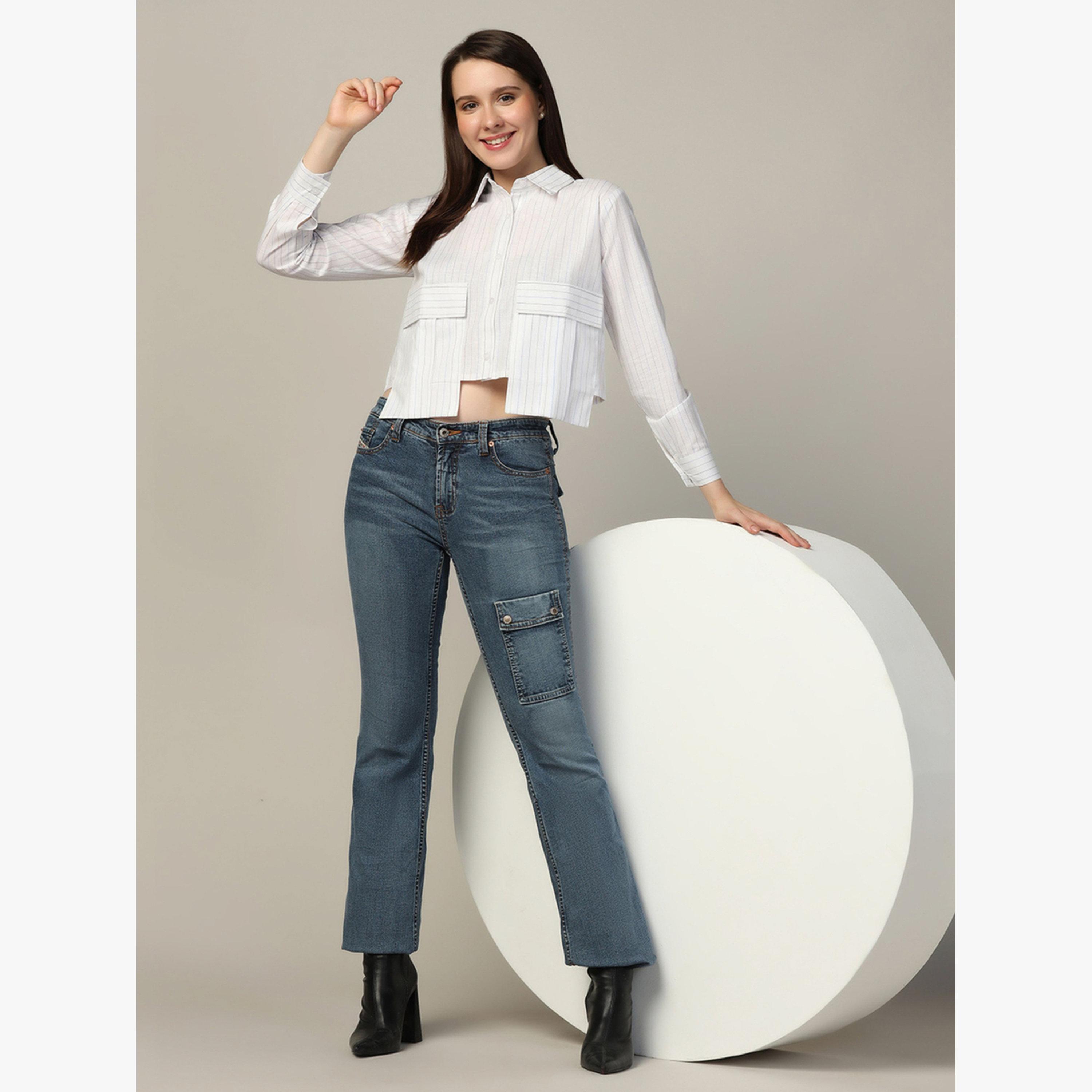 قميص قصير مخطط بجيب متداخل-women-clothing-shirtsandblouses-blouses-image-2