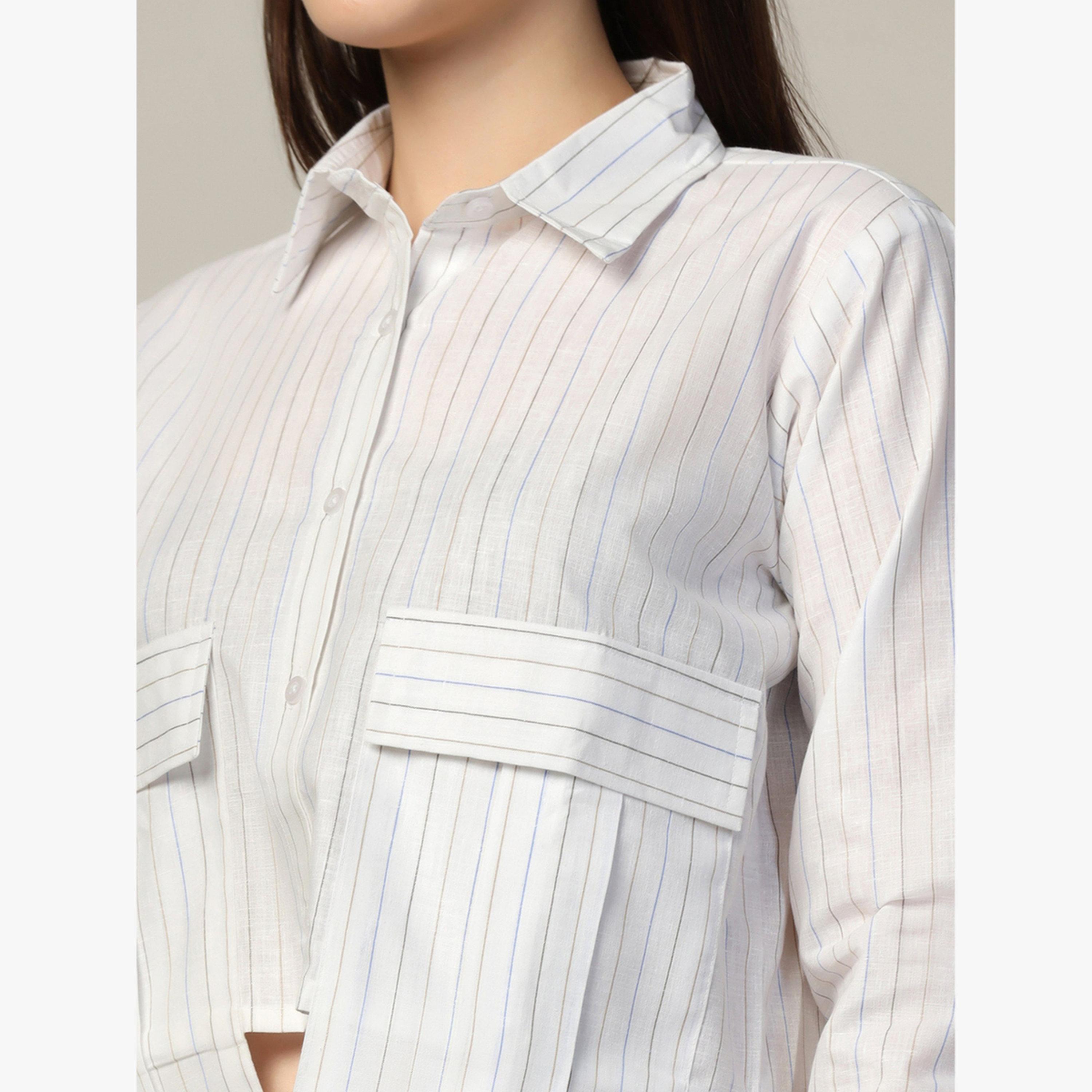 TAHVO X Styli White Striped Crop Shirt with Overlap Pocket-women-clothing-shirtsandblouses-blouses-image-5