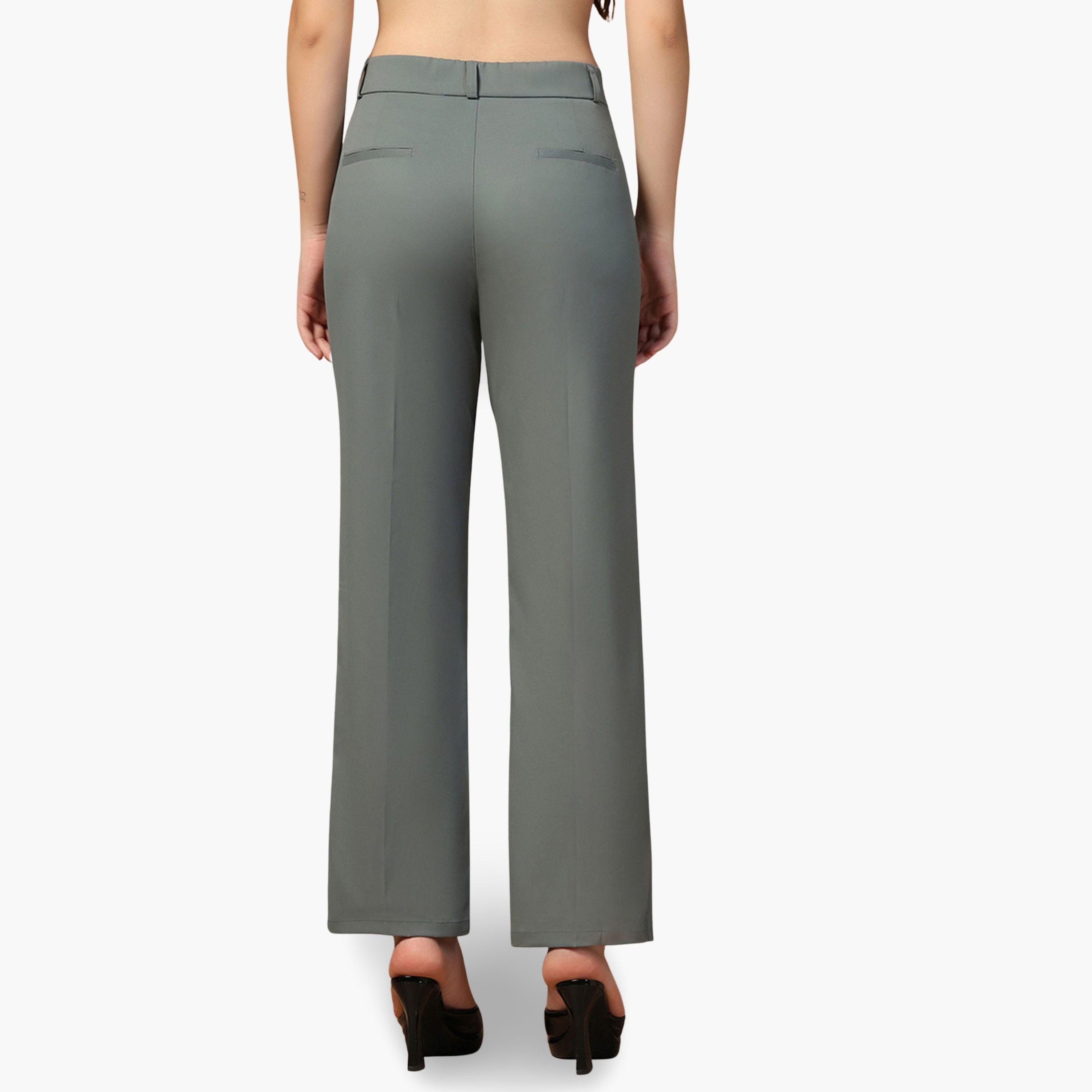 TAHVO X Styli Dark Green Stretchable Regular Trousers-women-clothing-bottoms-trousers-image-5