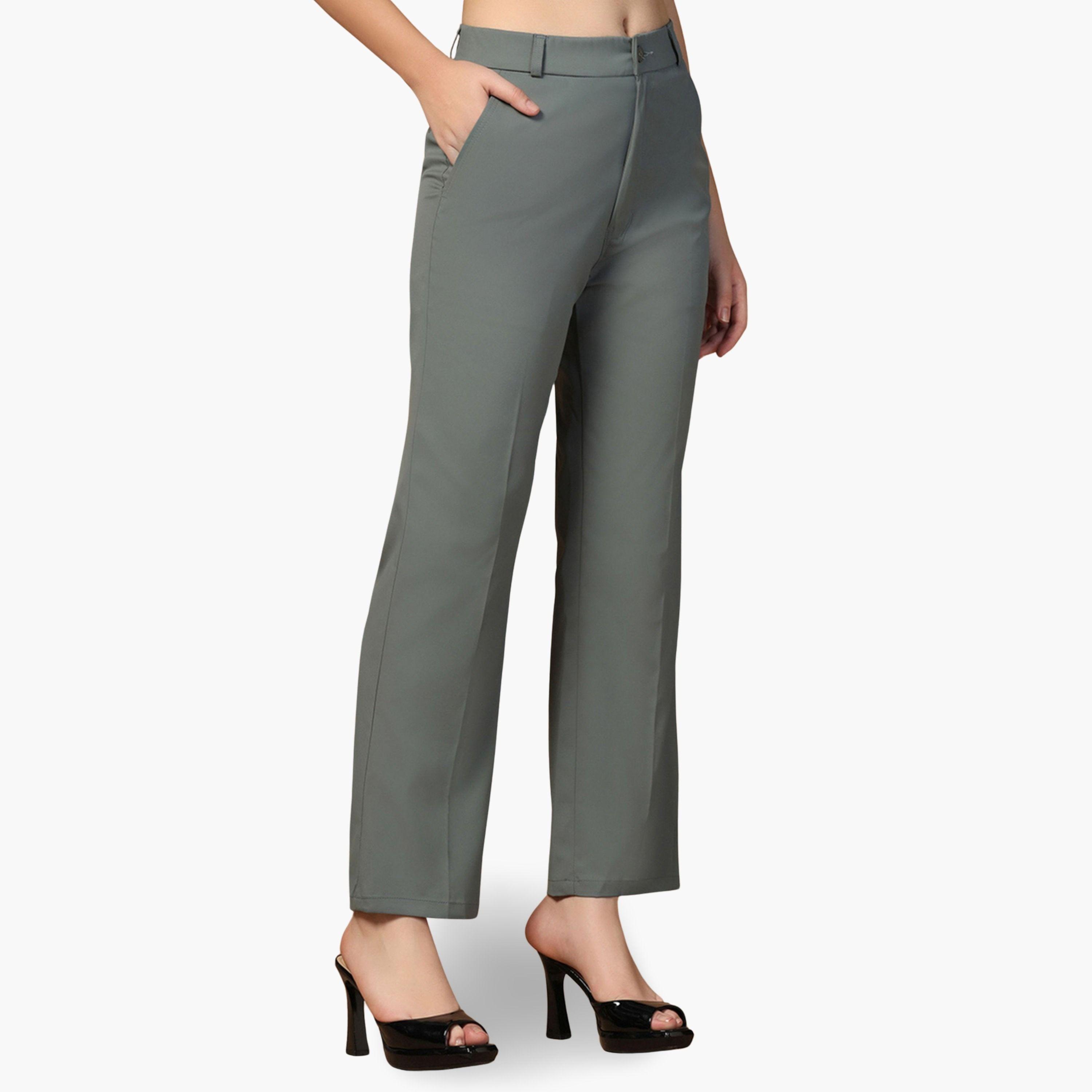 TAHVO X Styli Dark Green Stretchable Regular Trousers-women-clothing-bottoms-trousers-image-6