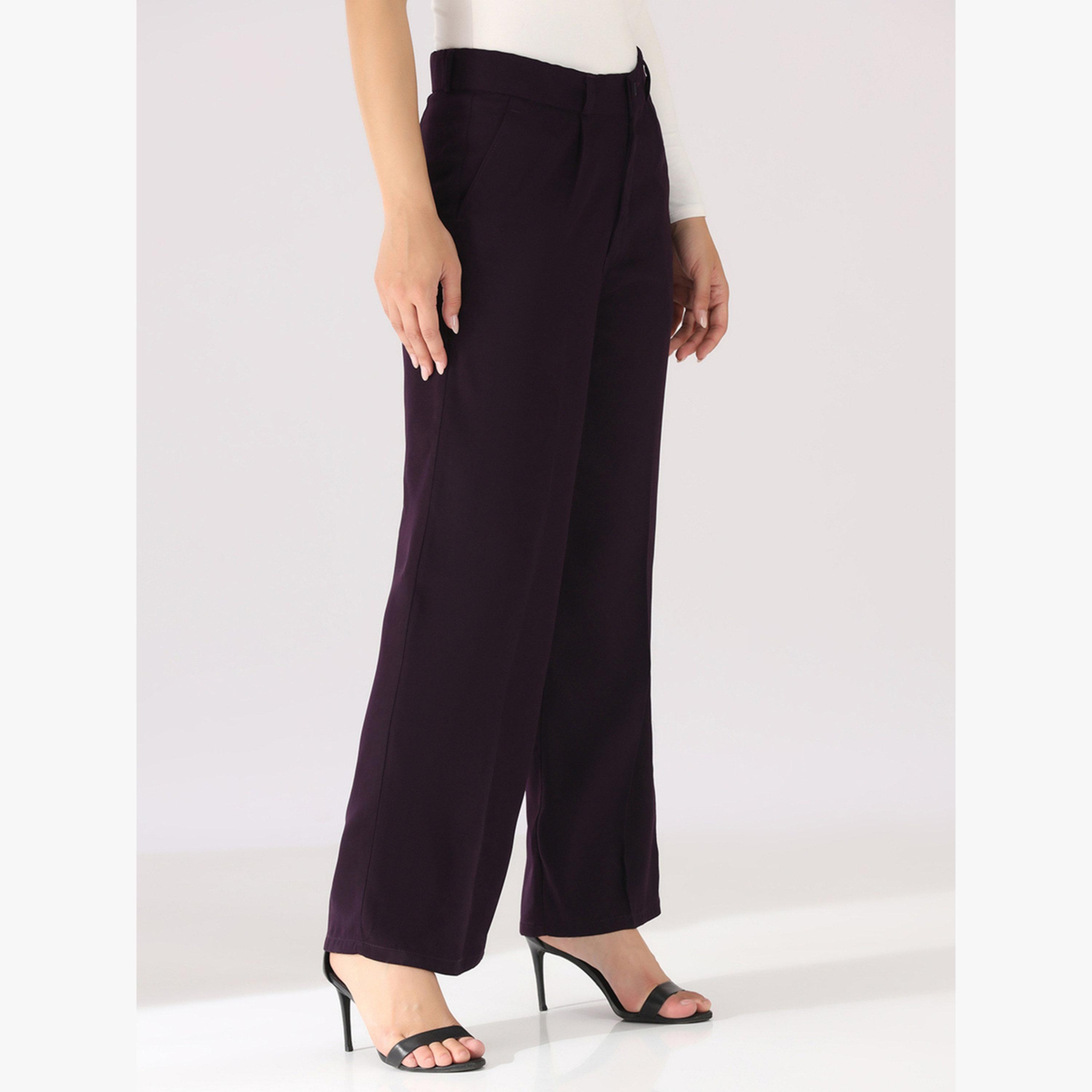 TAHVO X Styli Dark Purple Straight Fit Trousers-women-clothing-bottoms-trousers-image-4