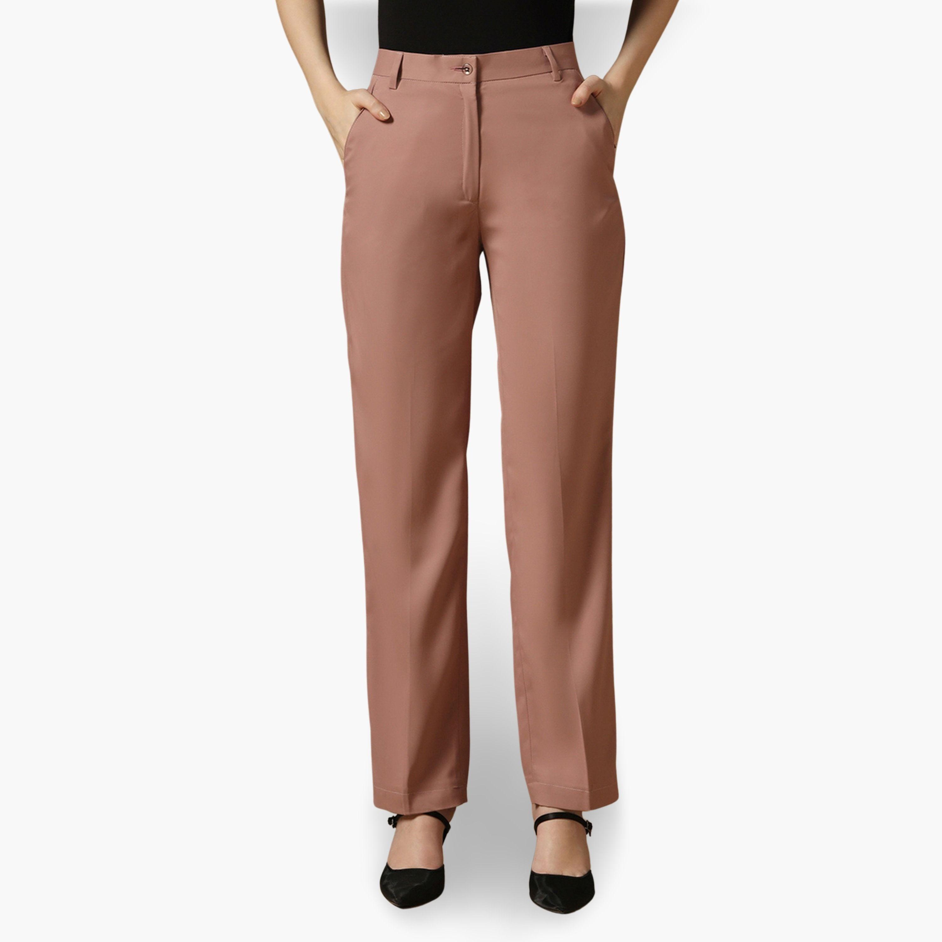 TAHVO X Styli Pink Straight Fit Trousers-women-clothing-bottoms-trousers-image-1