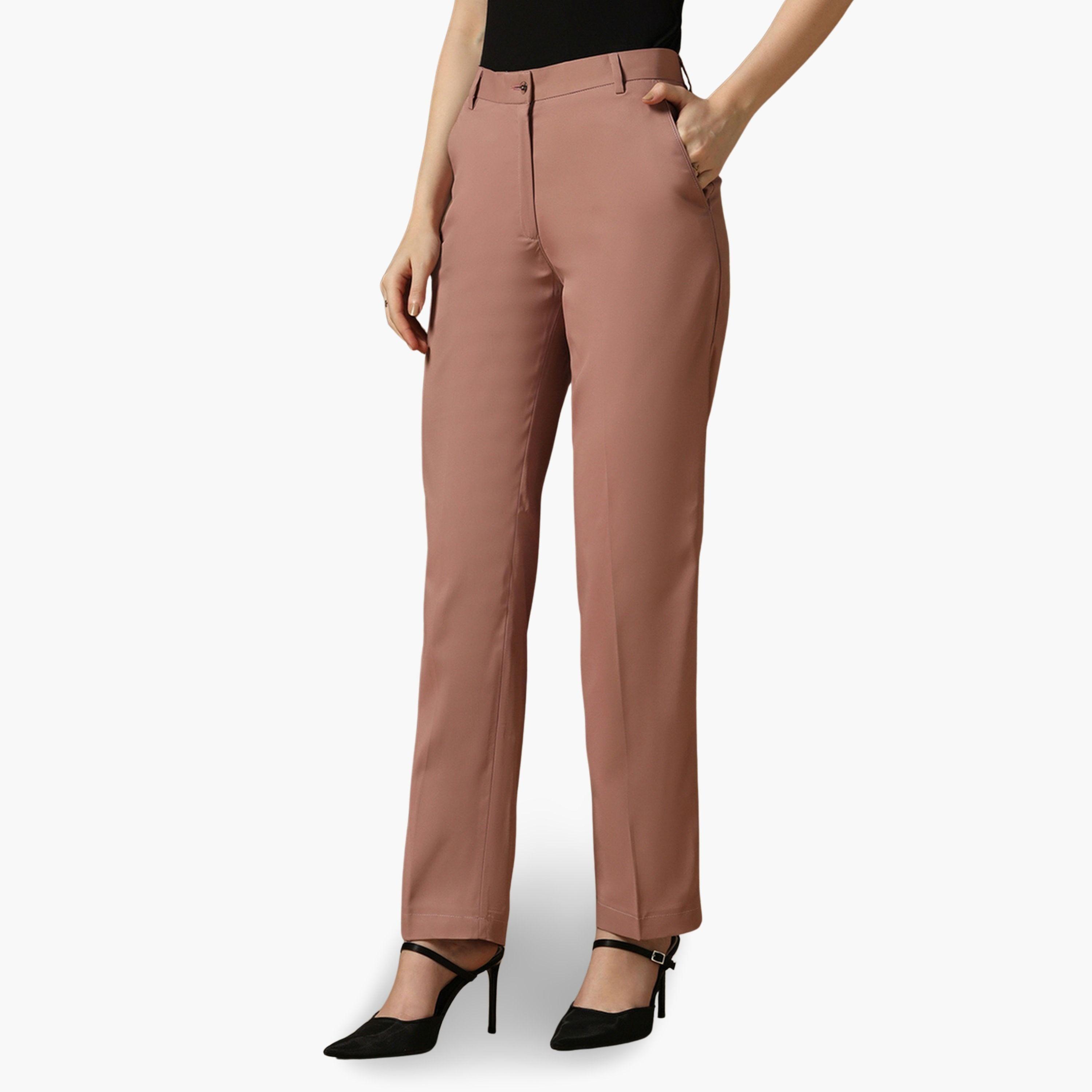 TAHVO X Styli Pink Straight Fit Trousers-women-clothing-bottoms-trousers-image-3