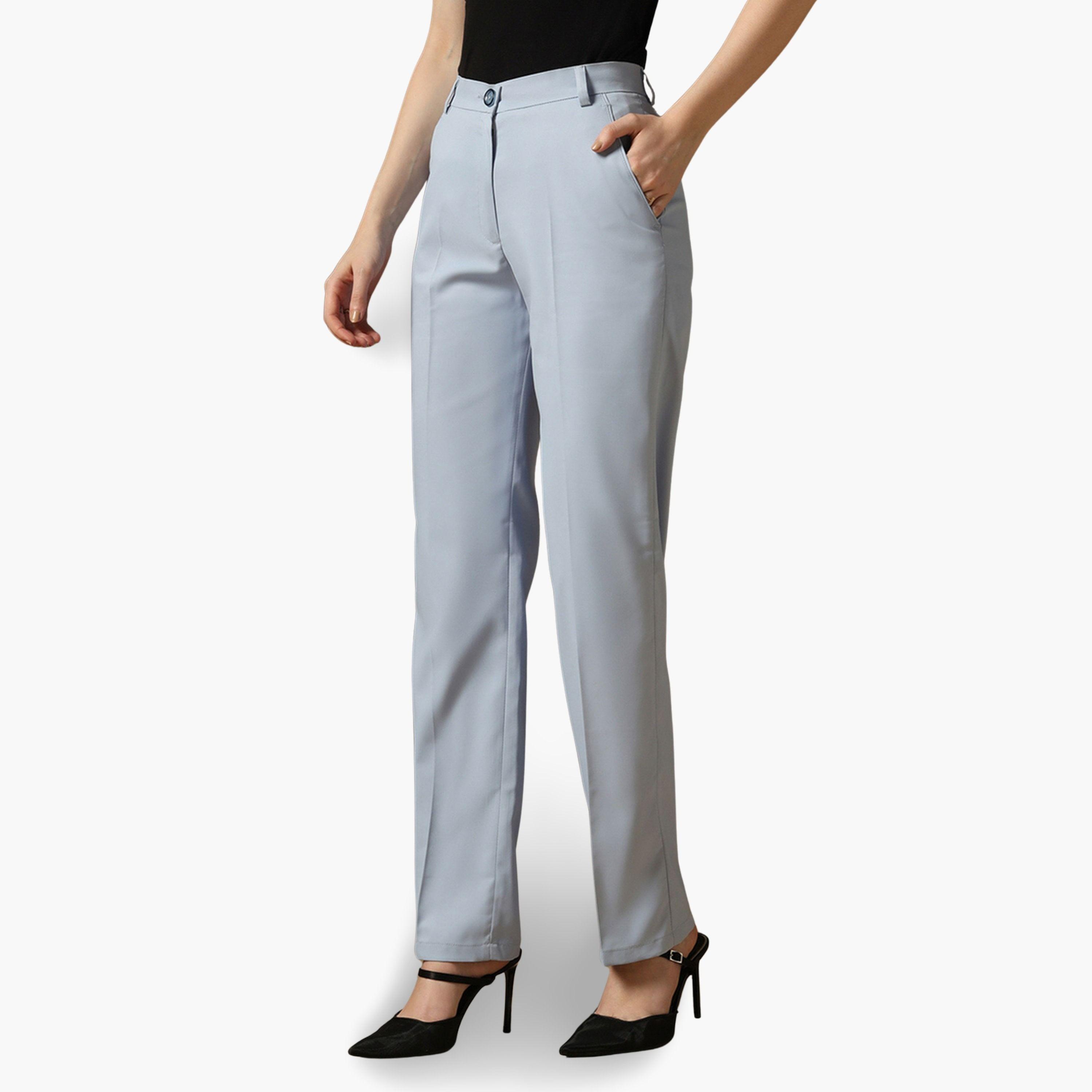 TAHVO X Styli Blue Straight Fit Trousers-women-clothing-bottoms-trousers-image-3