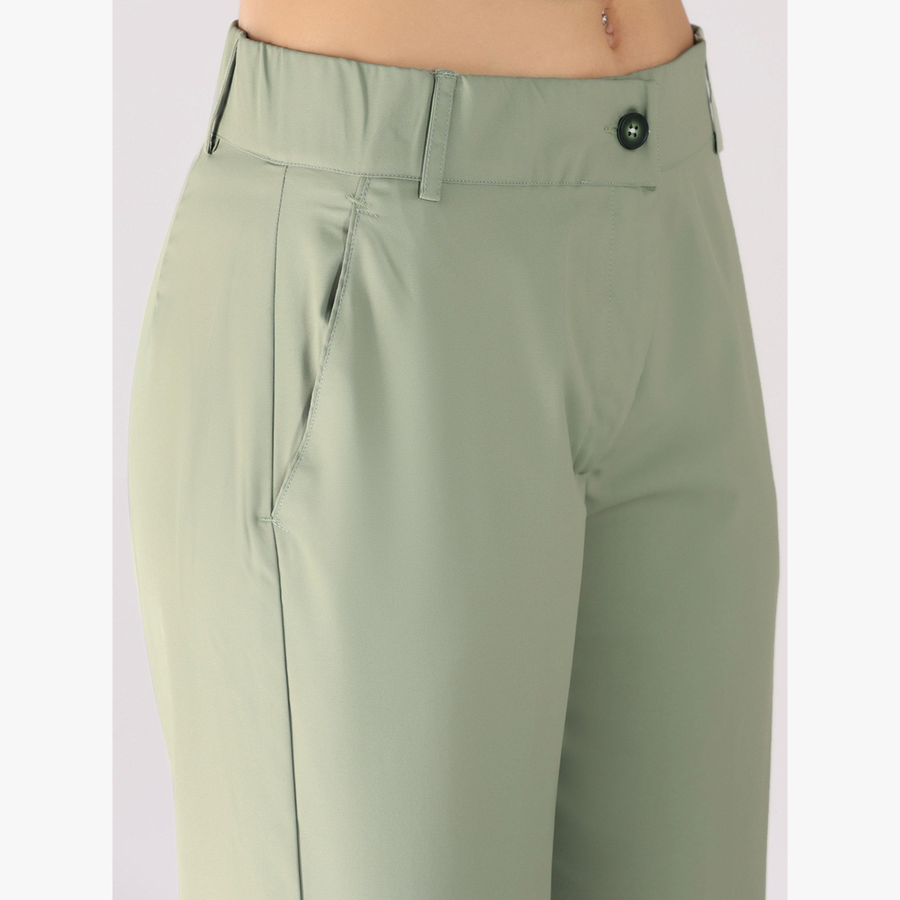 TAHVO X Styli Light Green Straight Fit Trousers-women-clothing-bottoms-trousers-image-6