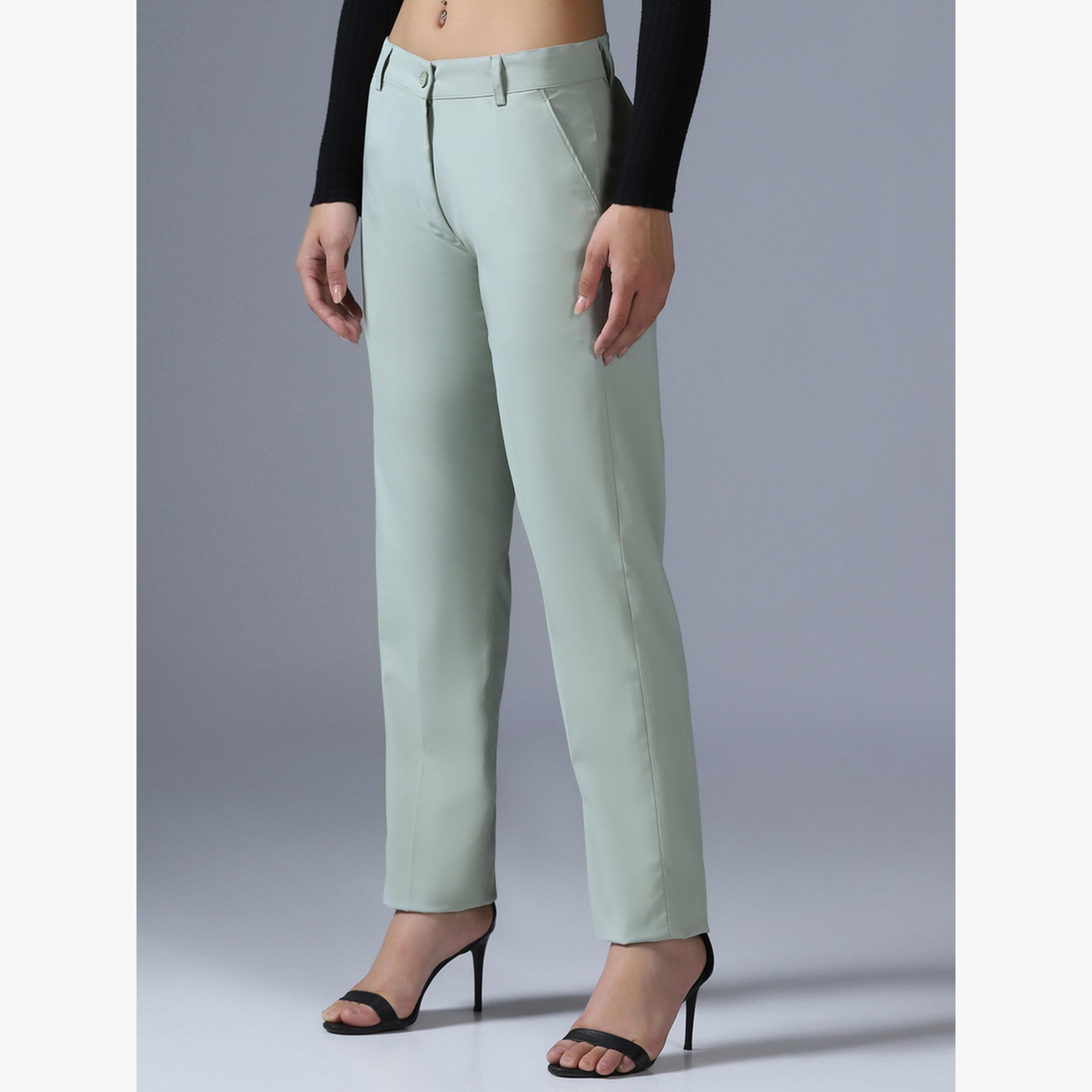 TAHVO X Styli Light Green Stretchable Regular Trousers-women-clothing-bottoms-trousers-image-4