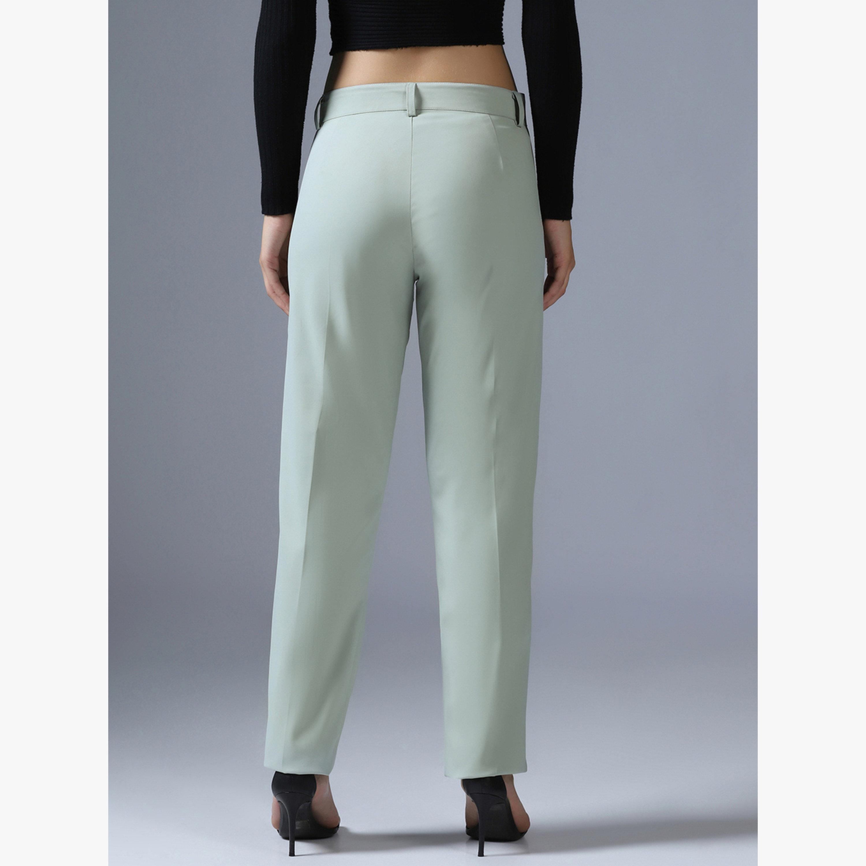 TAHVO X Styli Light Green Stretchable Regular Trousers-women-clothing-bottoms-trousers-image-5