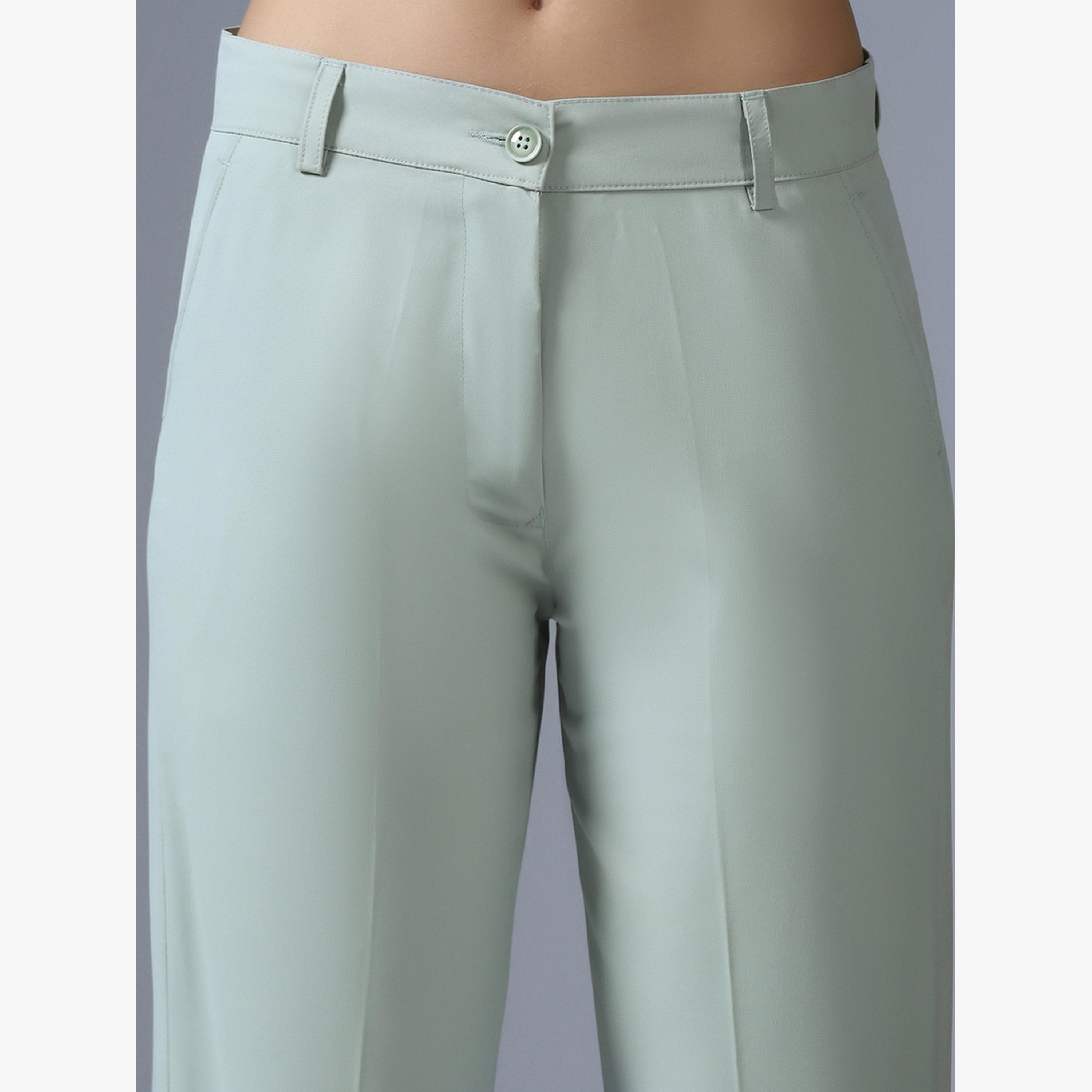 TAHVO X Styli Light Green Stretchable Regular Trousers-women-clothing-bottoms-trousers-image-6