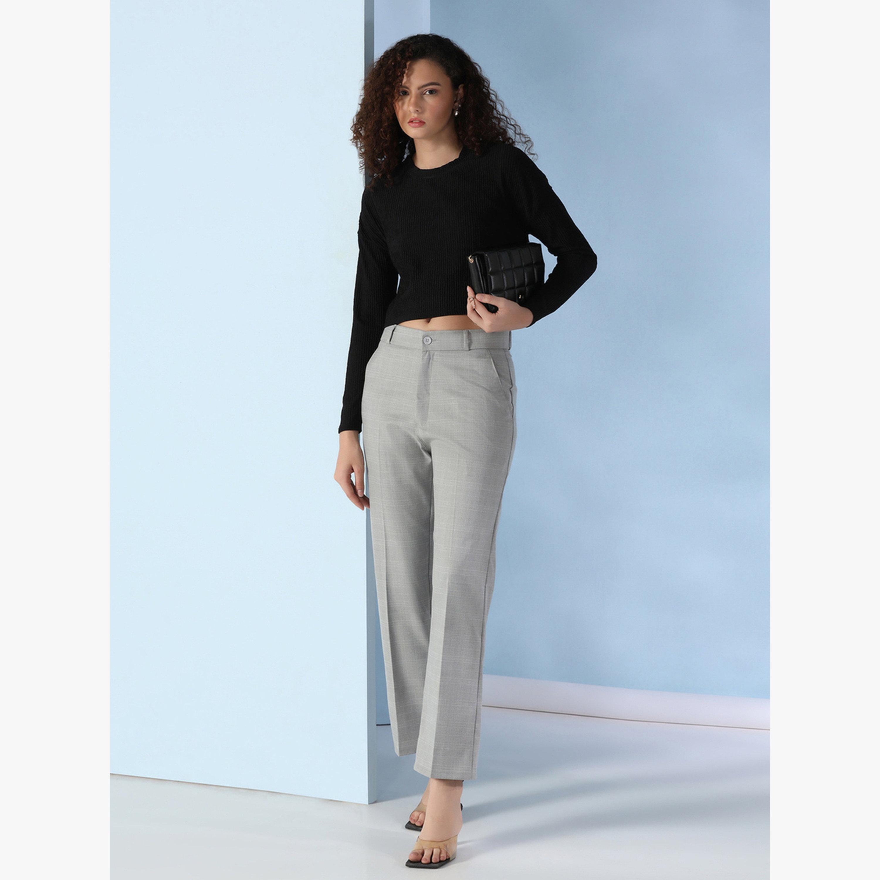 TAHVO X Styli Grey Straight Fit Trousers-women-clothing-bottoms-trousers-image-2