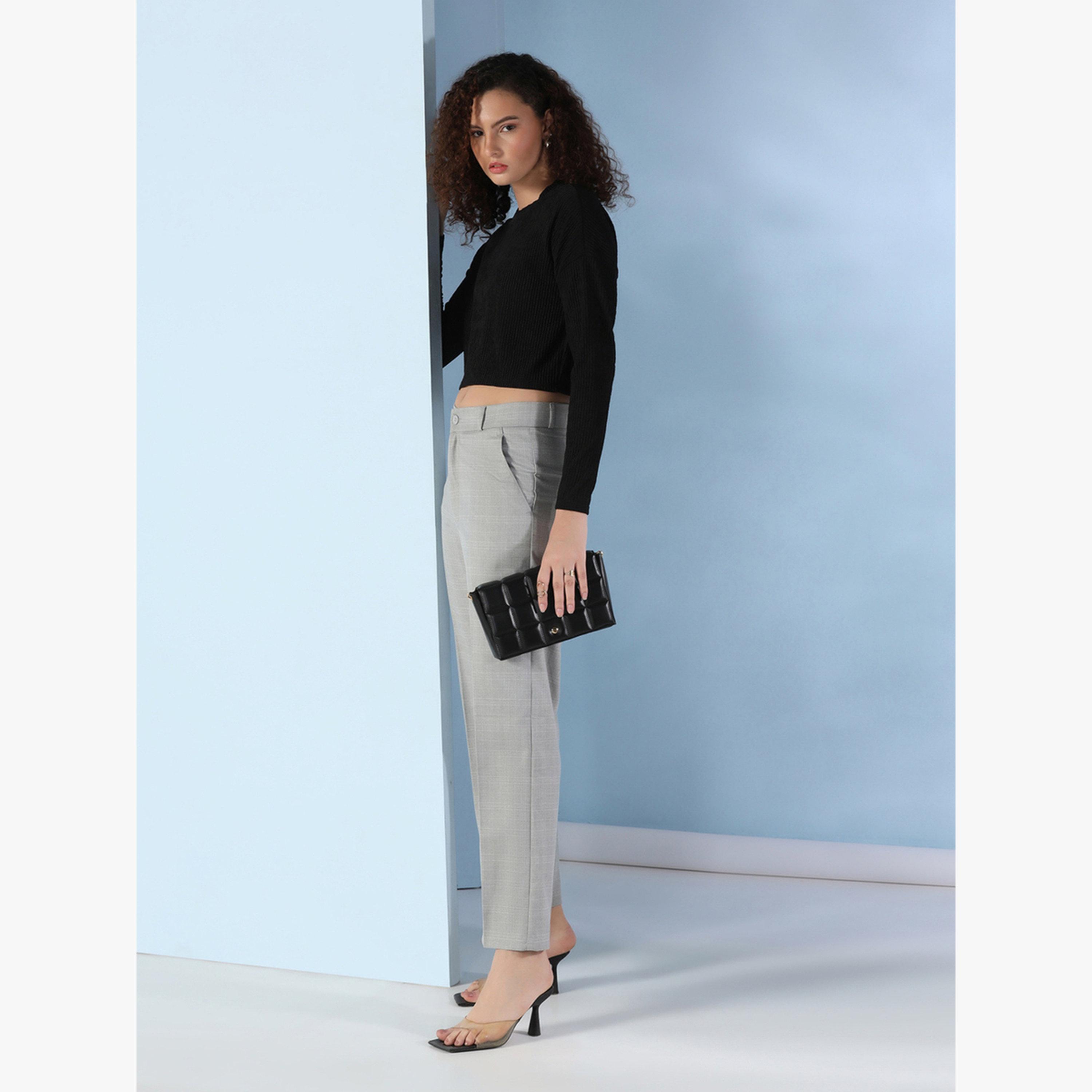TAHVO X Styli Grey Straight Fit Trousers-women-clothing-bottoms-trousers-image-3