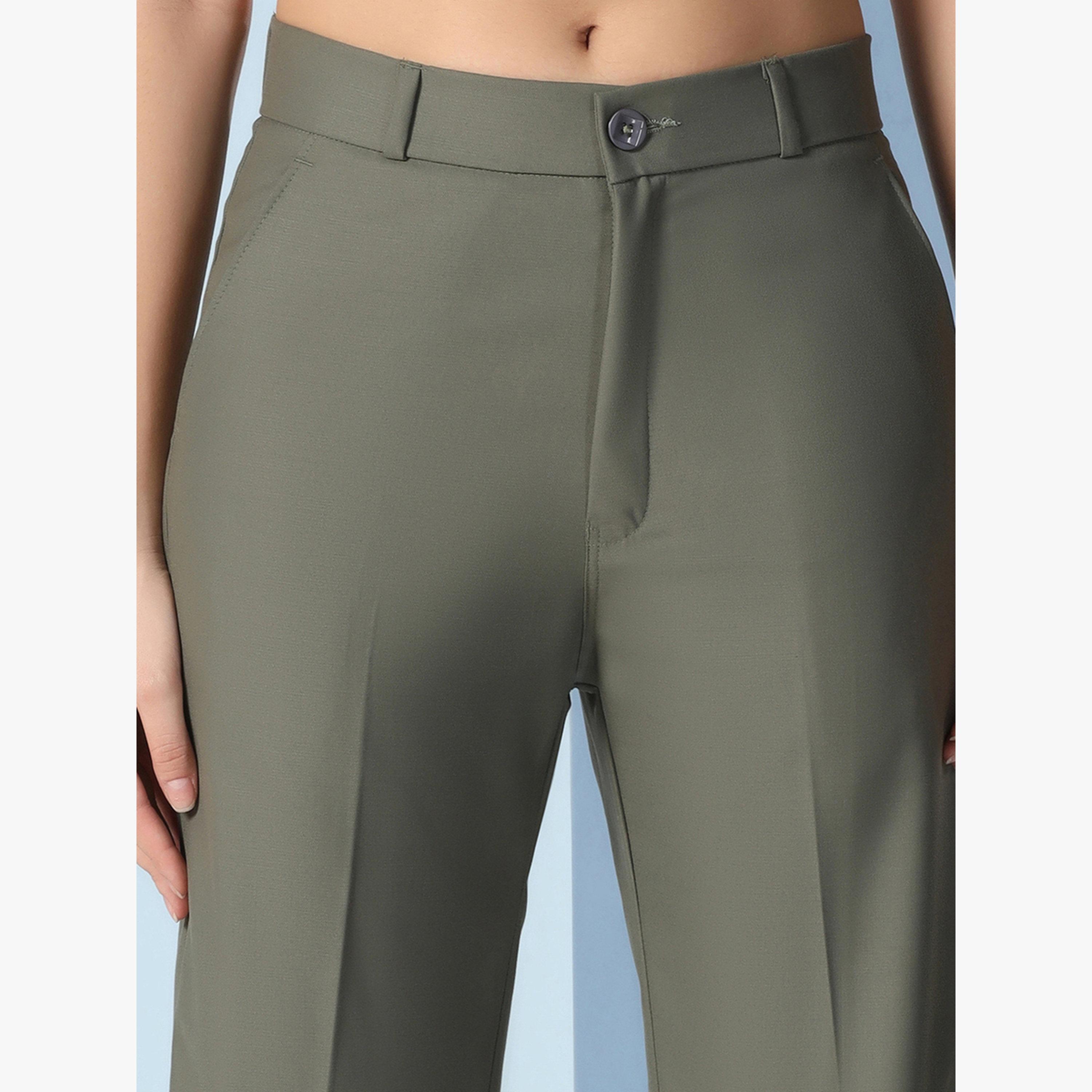 TAHVO X Styli Olive Green Wide Leg Trousers-women-clothing-bottoms-trousers-image-3
