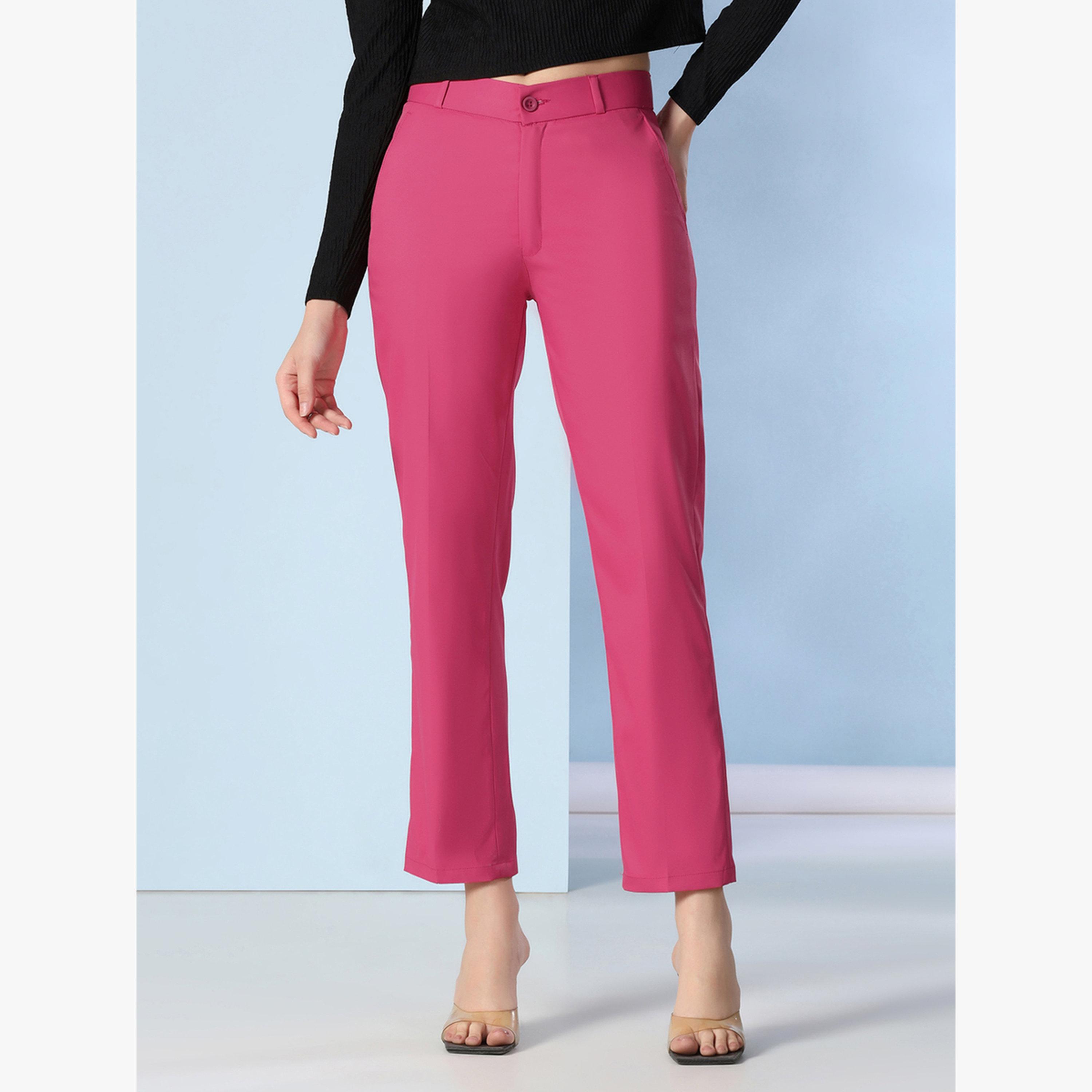 TAHVO X Styli Hot Pink Straight Fit Trousers-women-clothing-bottoms-trousers-image-1