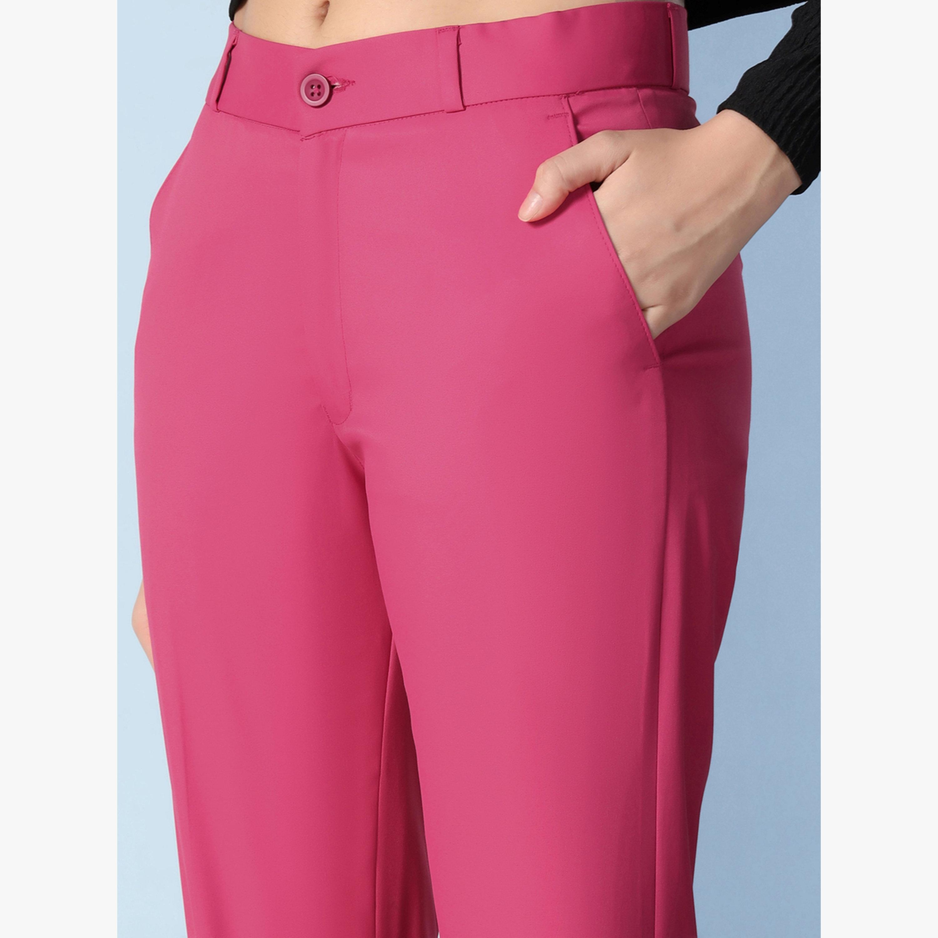 TAHVO X Styli Hot Pink Straight Fit Trousers-women-clothing-bottoms-trousers-image-4