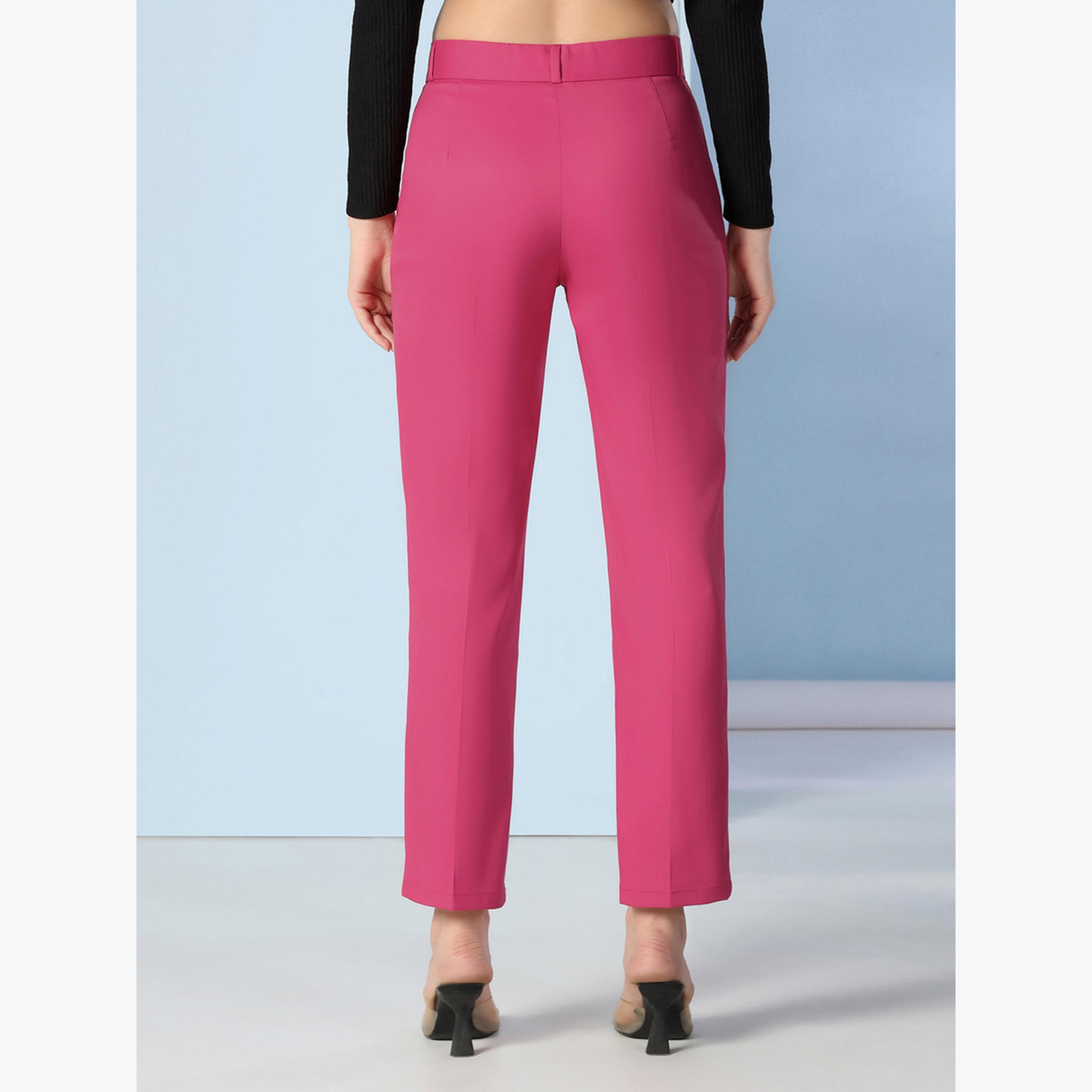 TAHVO X Styli Hot Pink Straight Fit Trousers-women-clothing-bottoms-trousers-image-5