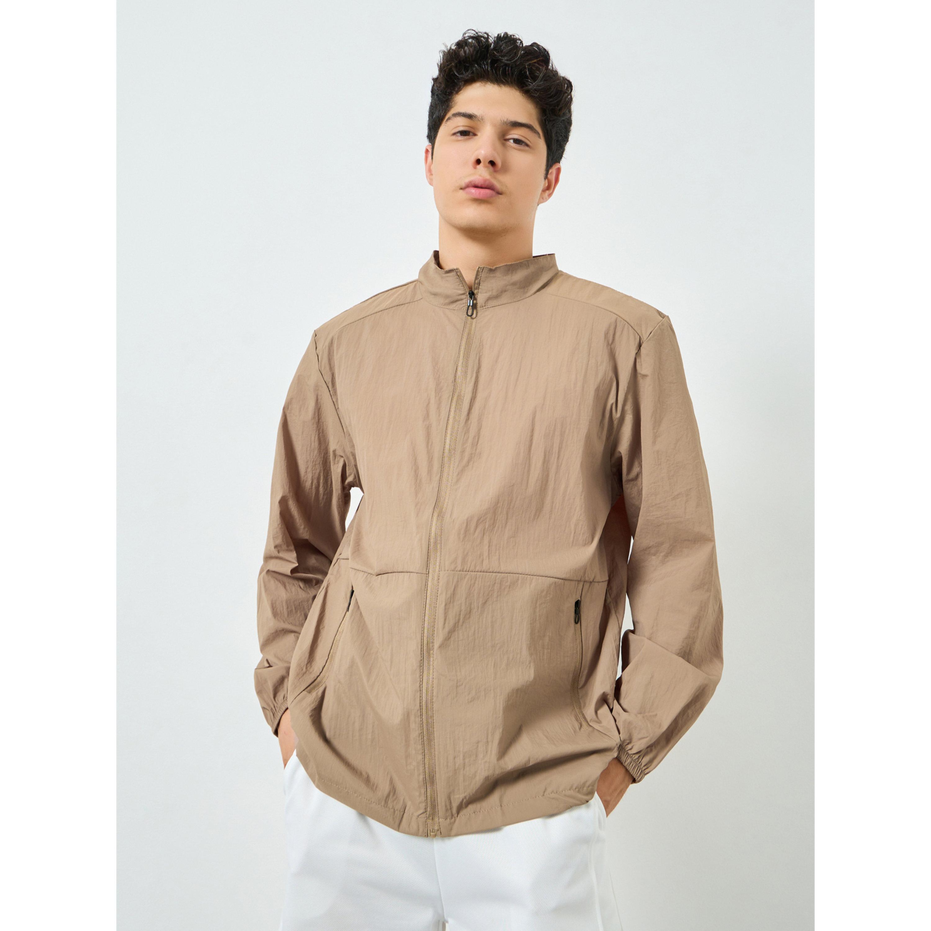 Styli Men Khaki Zip-Up Jacket-men-clothing-sportswearandactivewear-hoodiesandsweatshirts-image-1