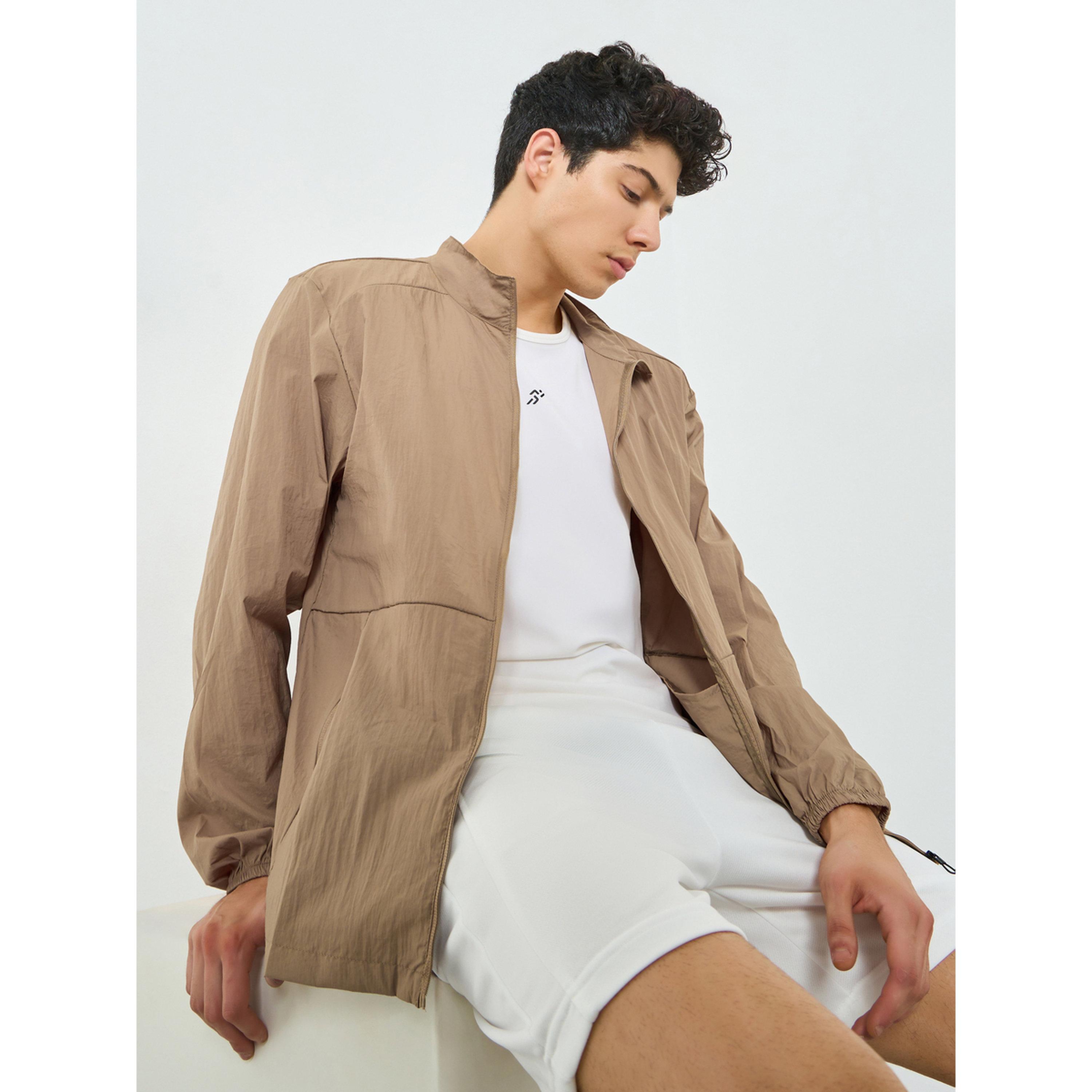ستايلي - جاكيت رجالي كاكي بسحاب-men-clothing-sportswearandactivewear-hoodiesandsweatshirts-image-3