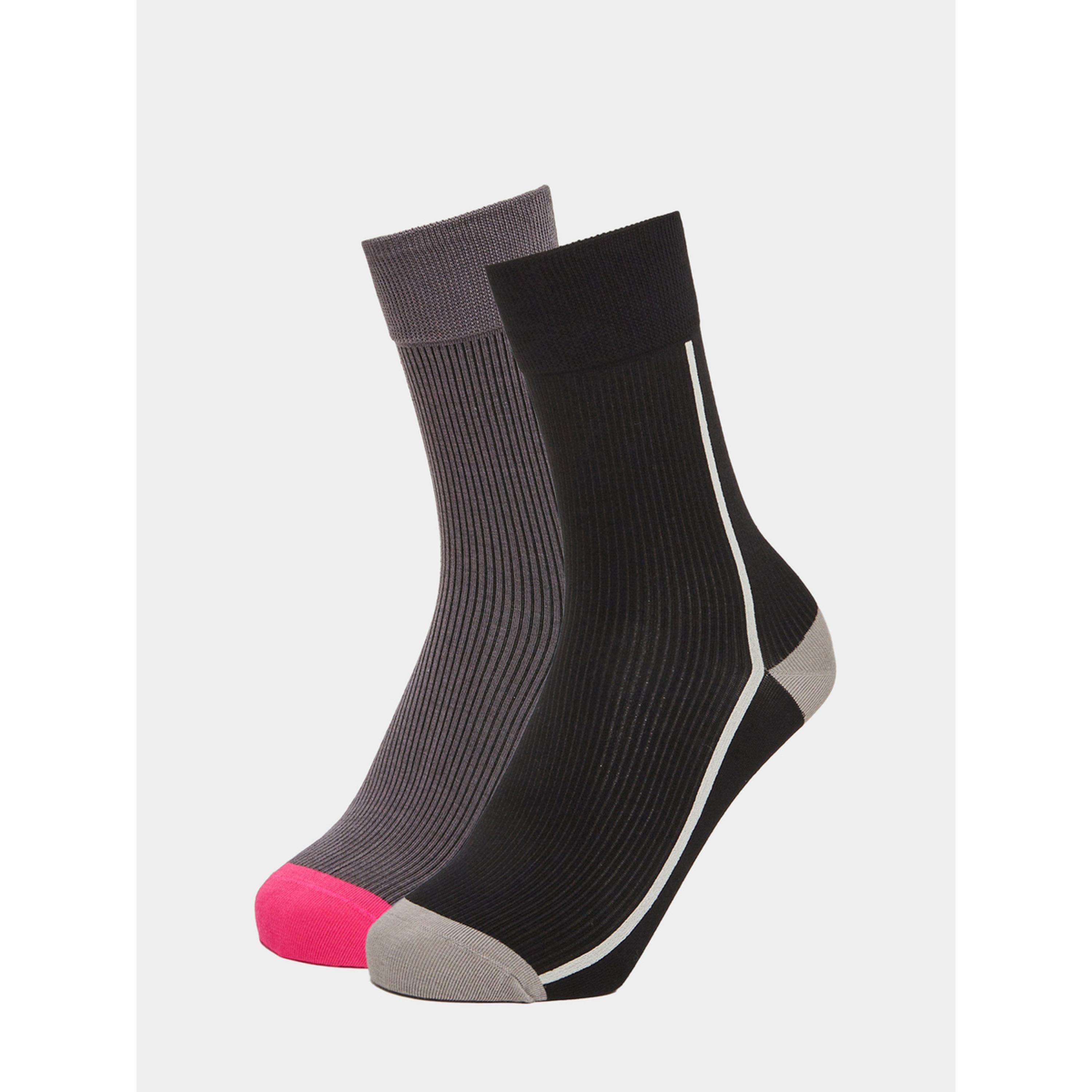 Styli Pack of 2 - Contrast Cuff Rib Socks-women-socksandstockings-image-1