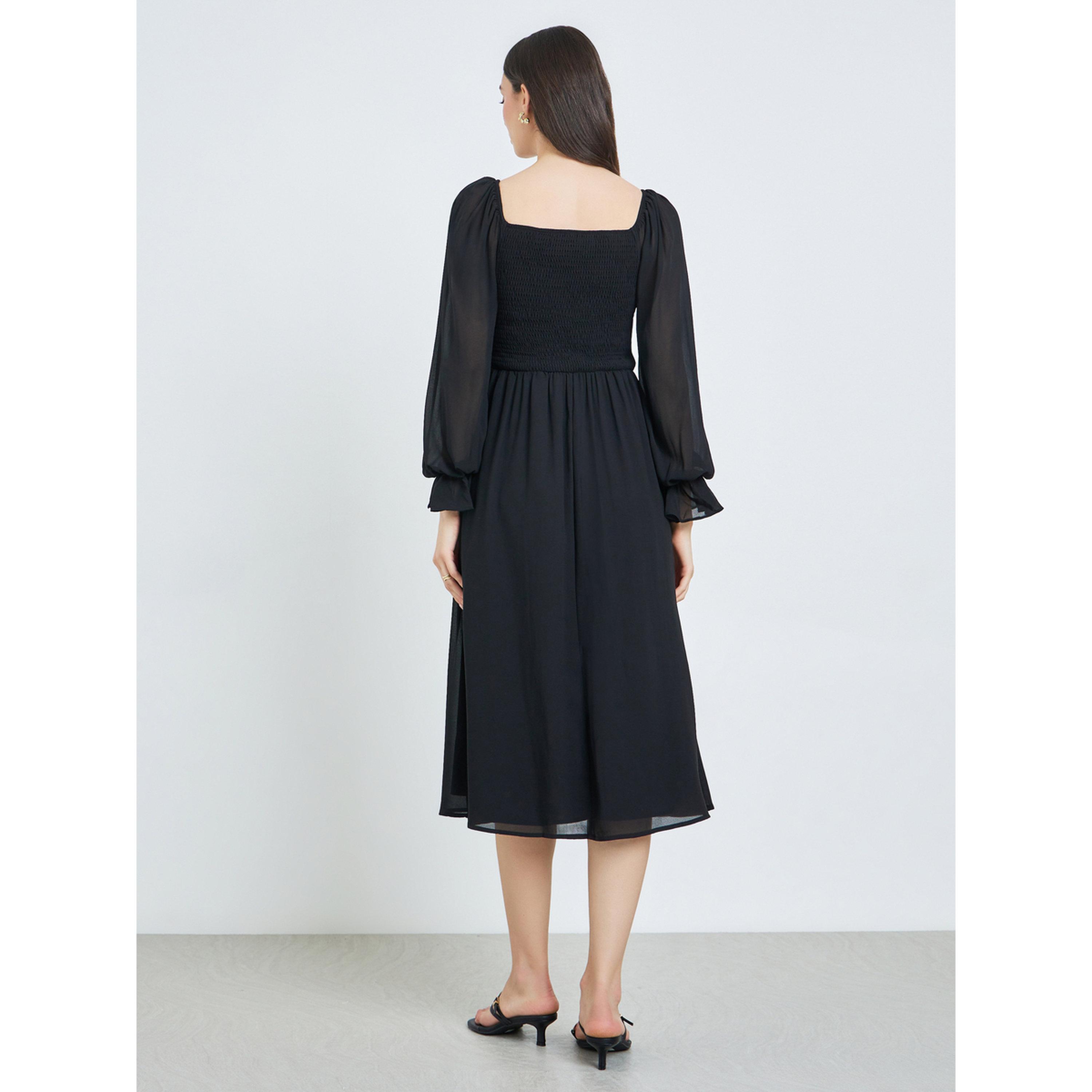 Take Two Black Square Neck Midi Dress-women-clothing-dresses-image-4