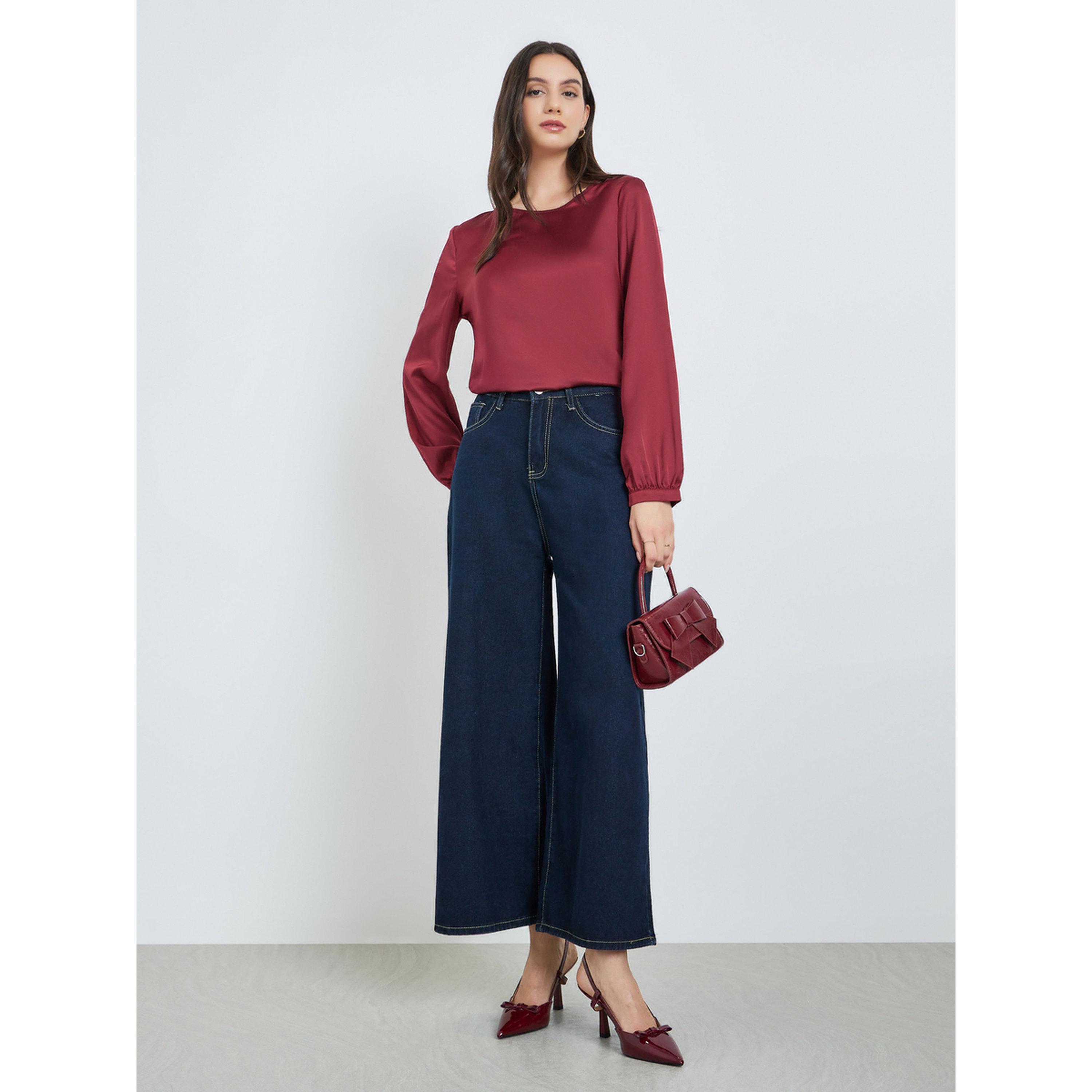 Take Two Burgundy Solid Long Sleeve Top-women-clothing-shirtsandblouses-blouses-image-2
