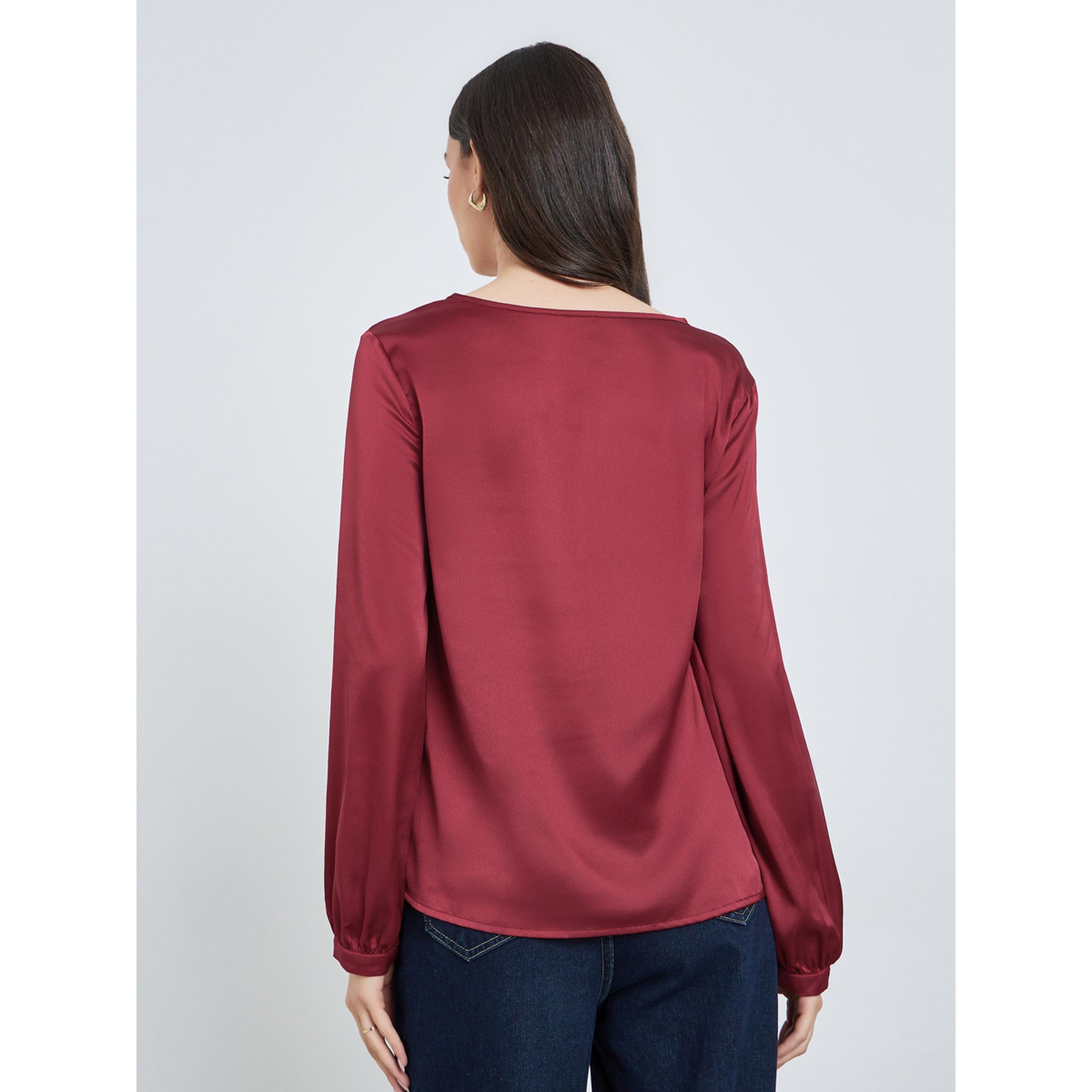 Take Two Burgundy Solid Long Sleeve Top-women-clothing-shirtsandblouses-blouses-image-4