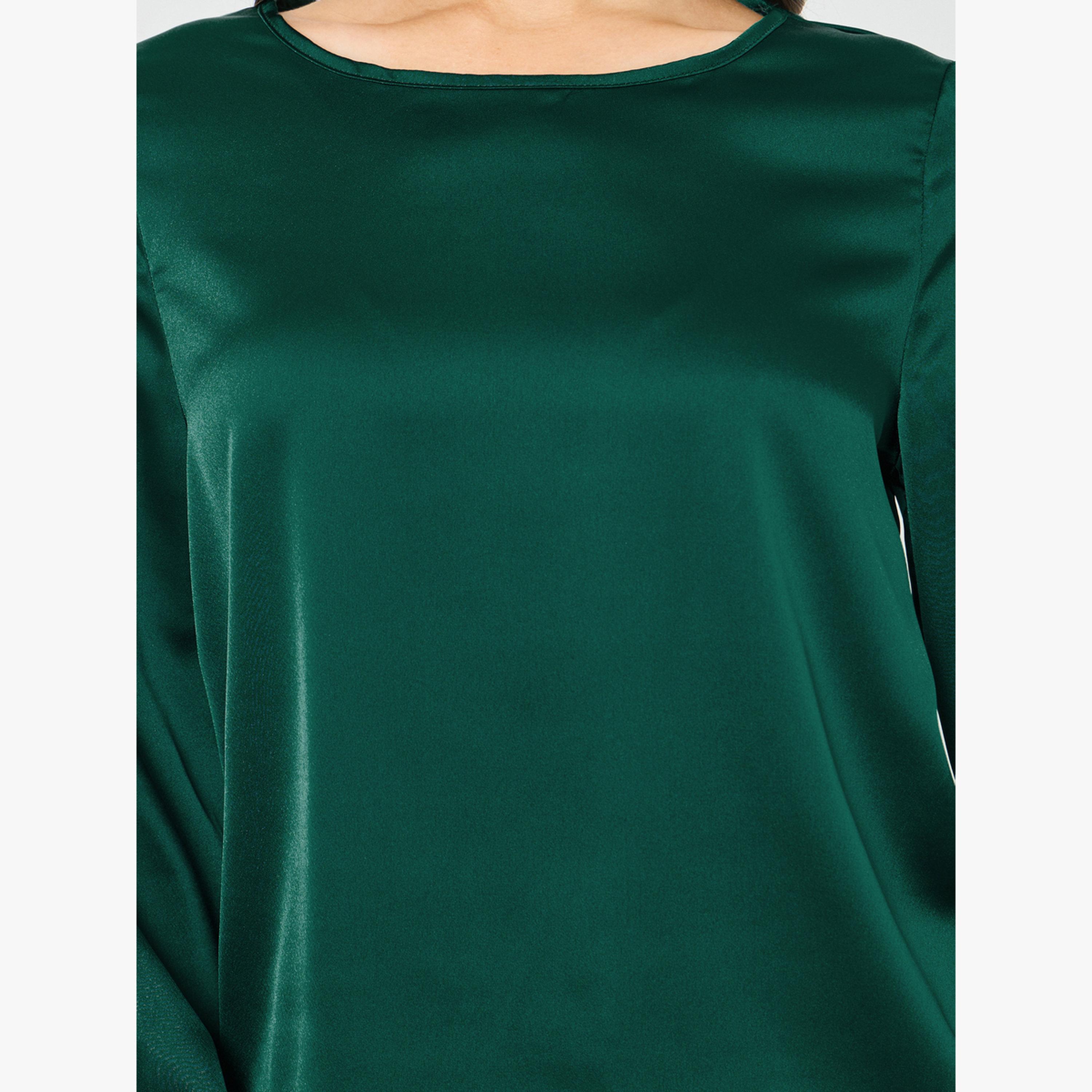 Take Two Dark Green Solid Long Sleeve Top-women-clothing-shirtsandblouses-blouses-image-5