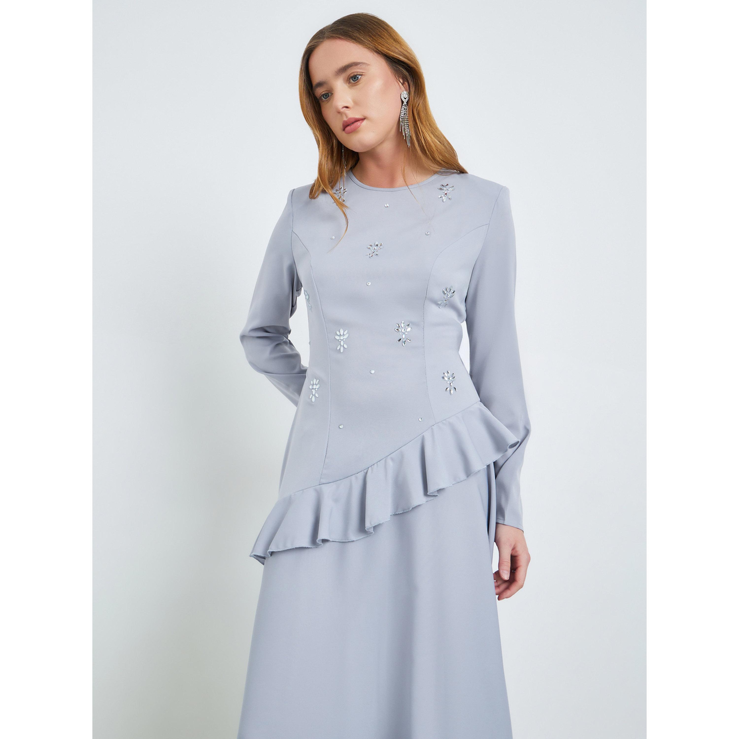 Take Two Blue Embellished Ruffle Maxi Dress-women-clothing-dresses-image-3