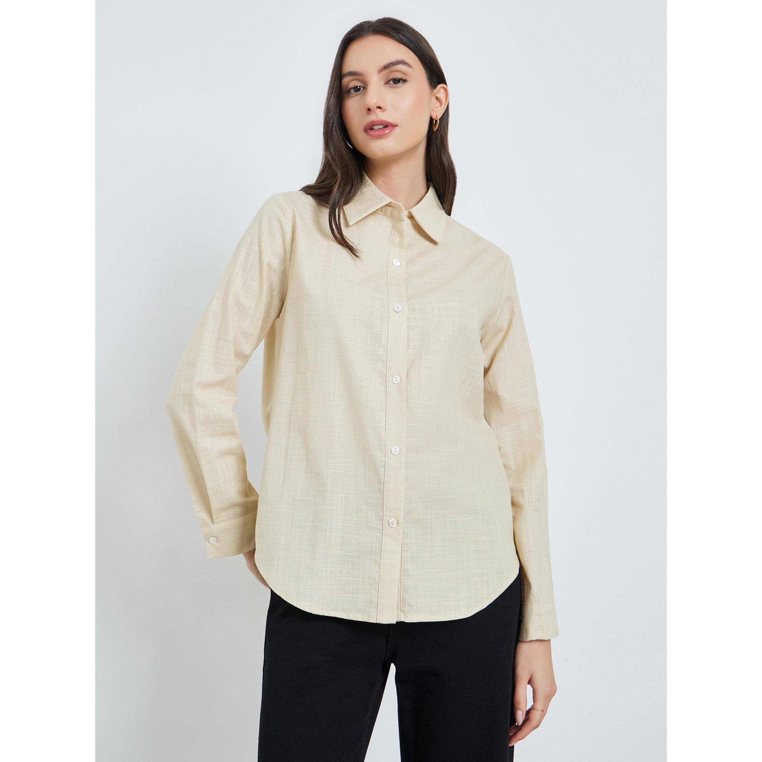 Take Two Beige Solid Long Sleeve Shirt-women-clothing-shirtsandblouses-shirts-image-1