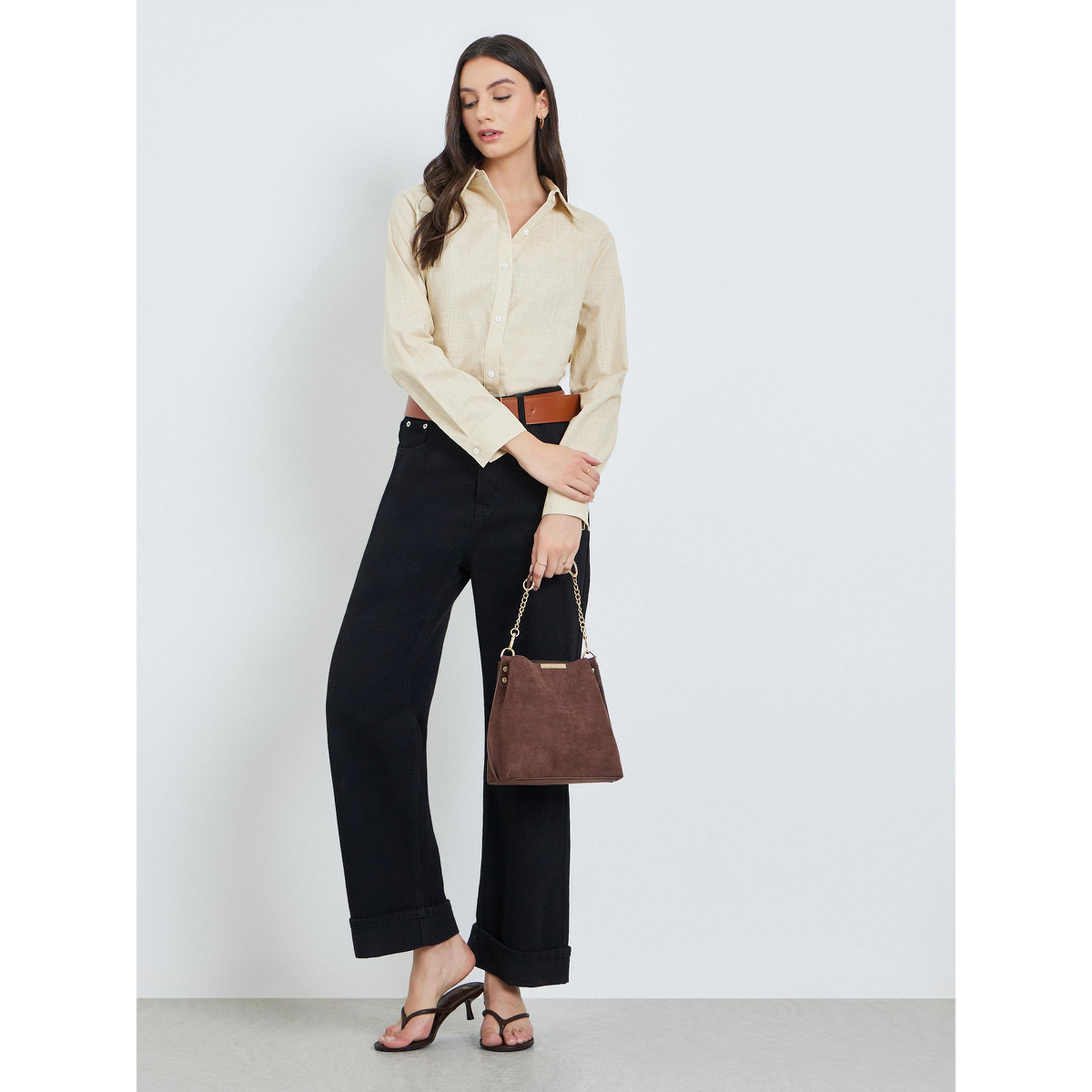 Take Two Beige Solid Long Sleeve Shirt-women-clothing-shirtsandblouses-shirts-image-2